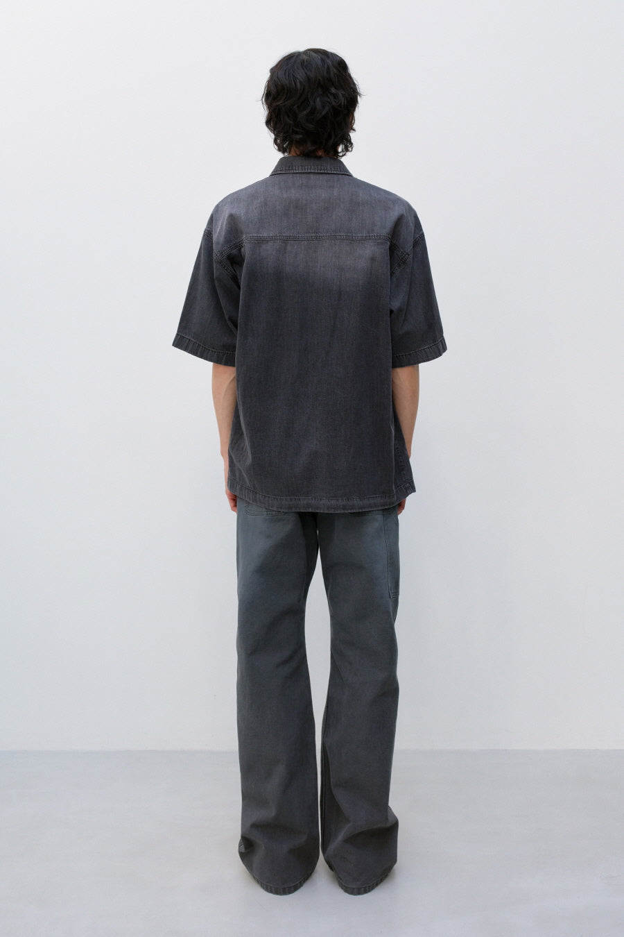 Insilence - Flash Half Denim Shirt (Washed Black) product image 4 | TRAB K-Fashion Australia