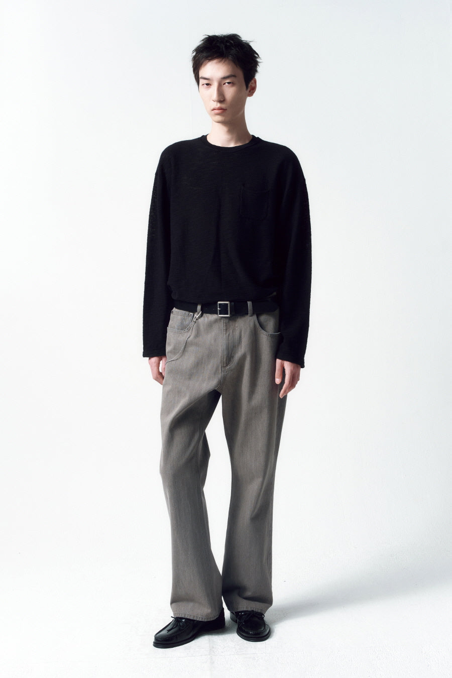 Insilence - Lightweight Cut Off Cotton Knit (Black) product image 1 | TRAB K-Fashion Australia