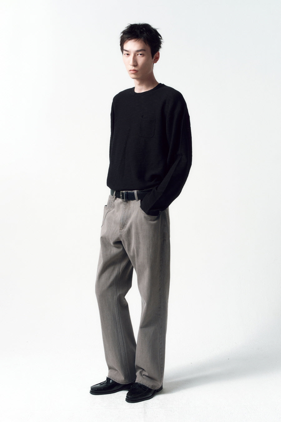 Insilence - Lightweight Cut Off Cotton Knit (Black) product image 3 | TRAB K-Fashion Australia