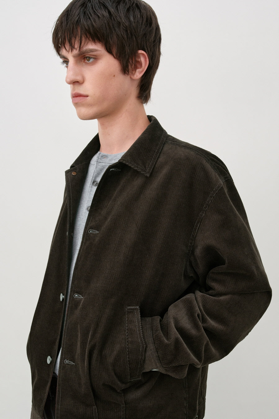 Insilence - Corduroy Trucker Jacket (Brown) product image 2 | TRAB K-Fashion Australia