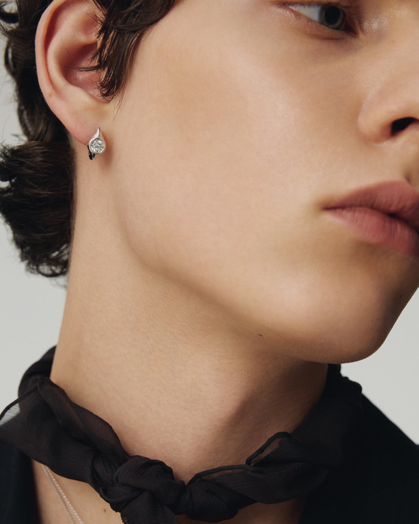 Numbering - Bezel Set Solitaire Hoop Earrings #3203 product image 3 | TRAB K-Fashion Australia