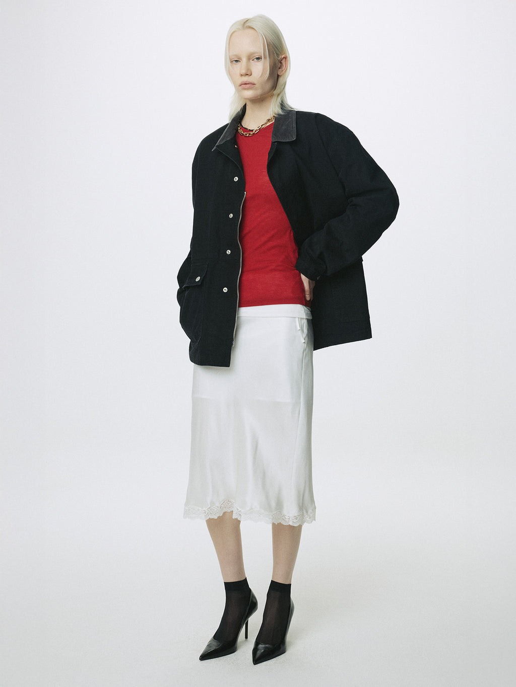 Tonywack - Silk Midi Skirt (Off White) product image 6 | TRAB K-Fashion Australia