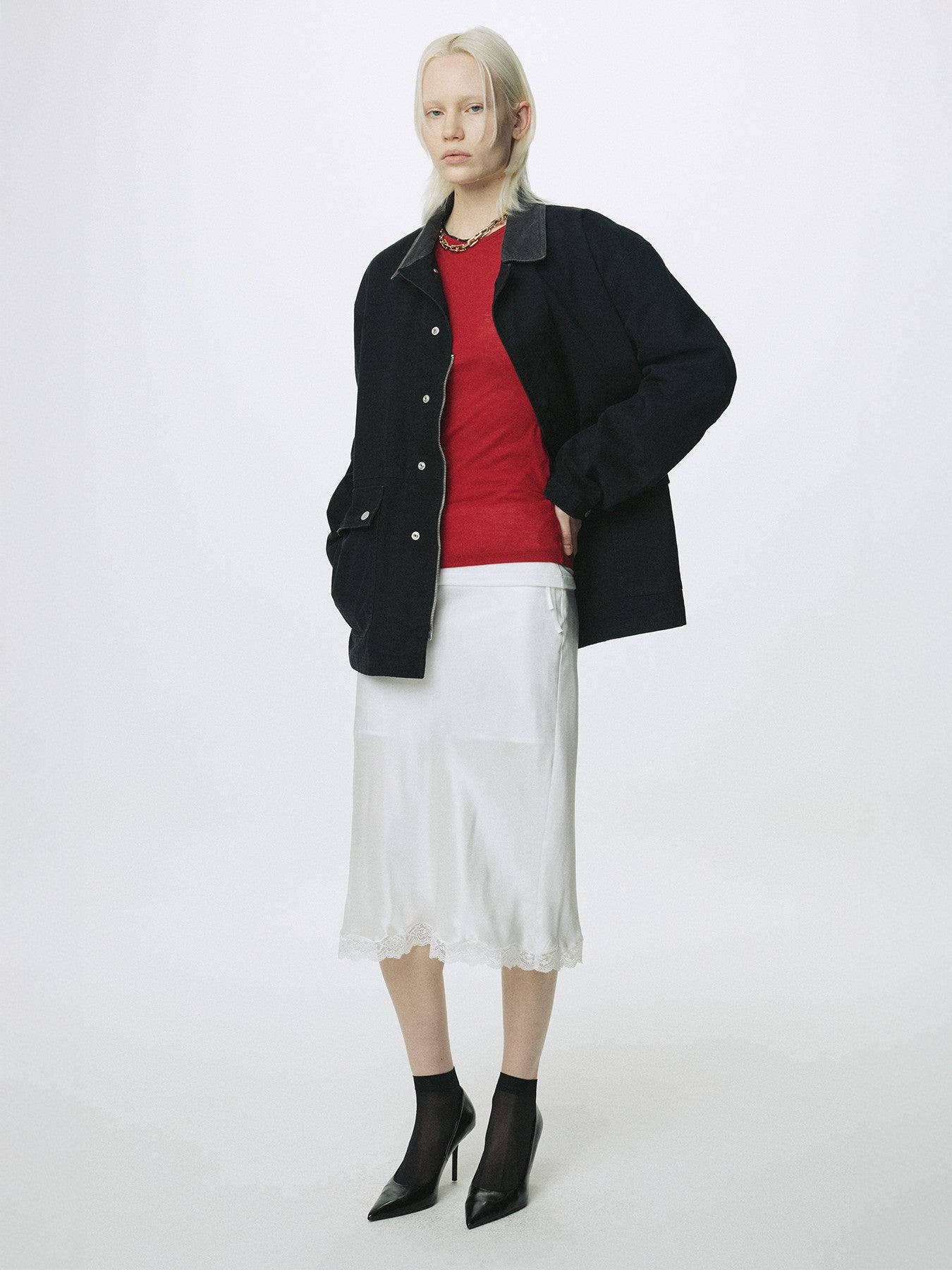 Tonywack - Silk Midi Skirt (Off White) product image 6 | TRAB K-Fashion Australia