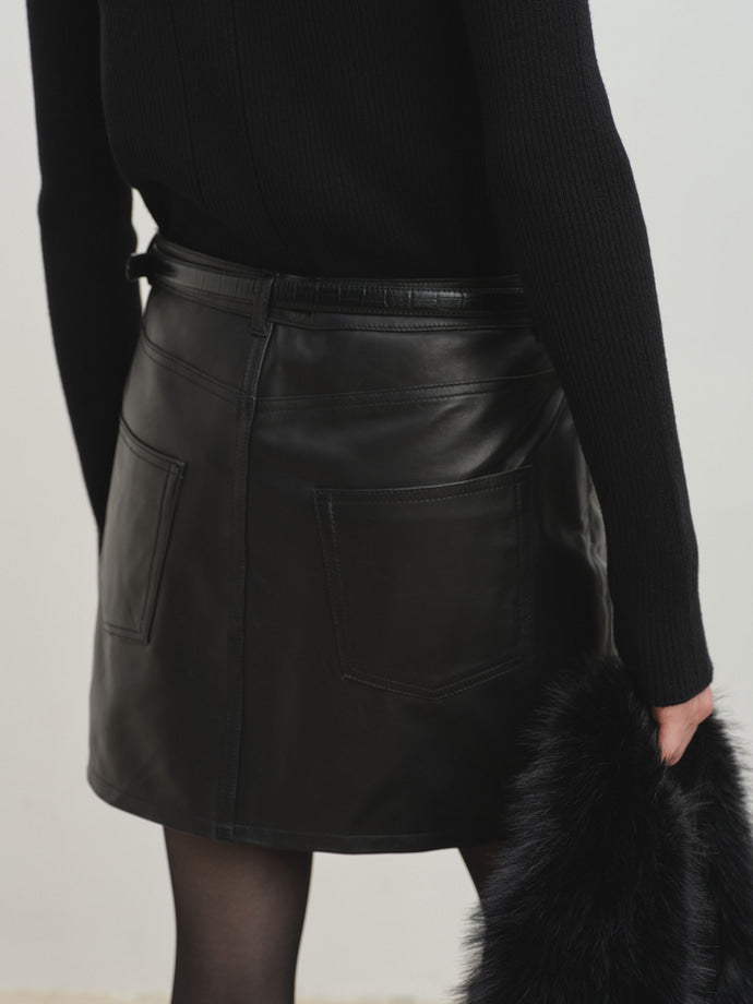 Tonywack - Lamb Leather Mini Skirt (Black) product image 8 | TRAB K-Fashion Australia