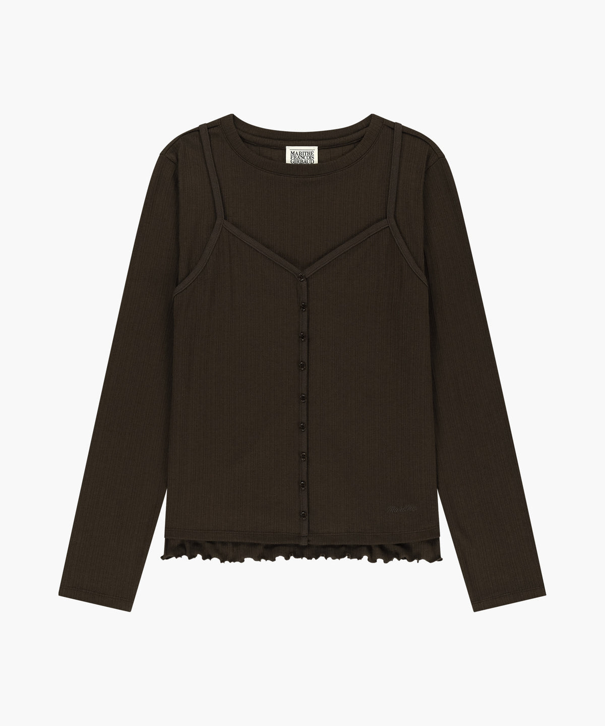 Marithe & Francois Girbaud - Sleeveless Layered Long Sleeve Tee (Brown) product image 6 | TRAB K-Fashion Australia