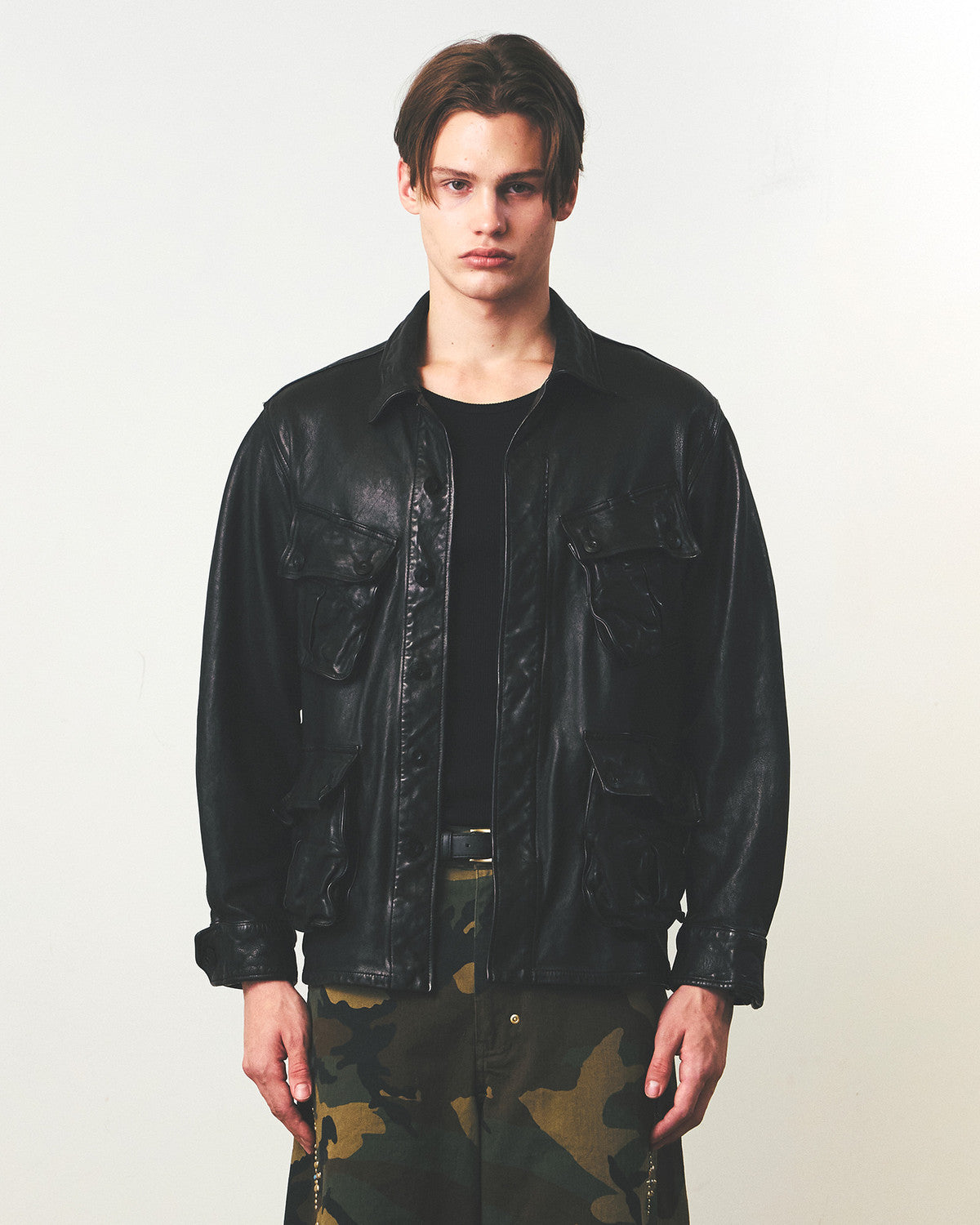 Eastlogue - Jungle Fatigue Leather Jacket (Black) product image 2 | TRAB K-Fashion Australia