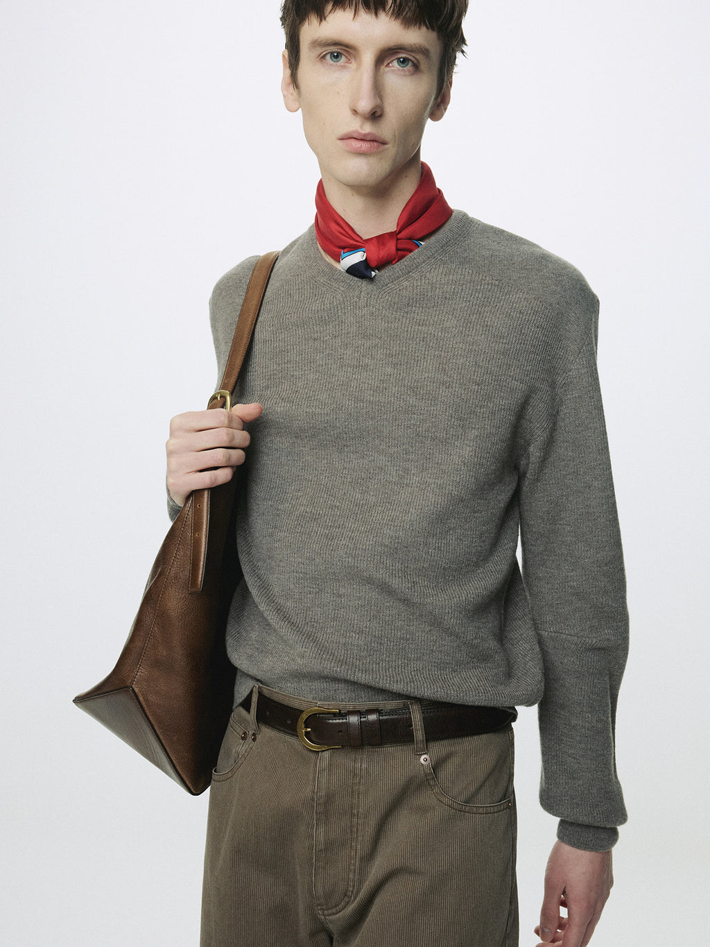 Tonywack - Super Fine Wool Commando V-Neck Knit (Taupe Melange) product image 8 | TRAB K-Fashion Australia