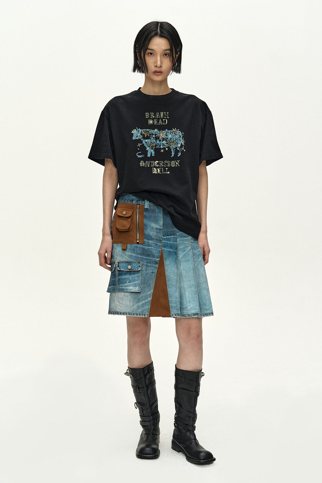 Andersson Bell - Andersson Bell X Brain Dead Denim Print Skirt (Blue) product image 1 | TRAB K-Fashion Australia