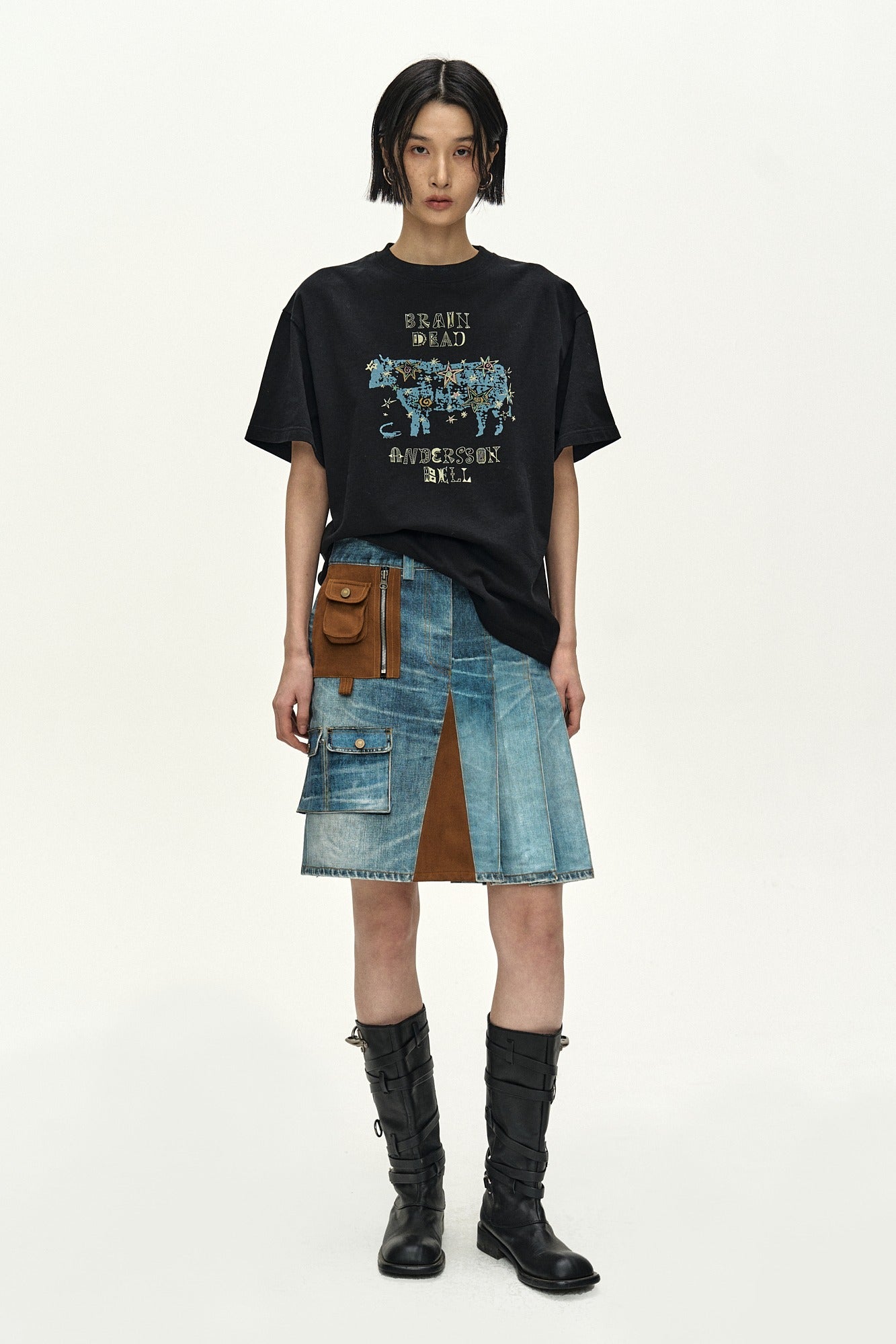 Andersson Bell - Andersson Bell X Brain Dead Denim Print Skirt (Blue) product image 1 | TRAB K-Fashion Australia