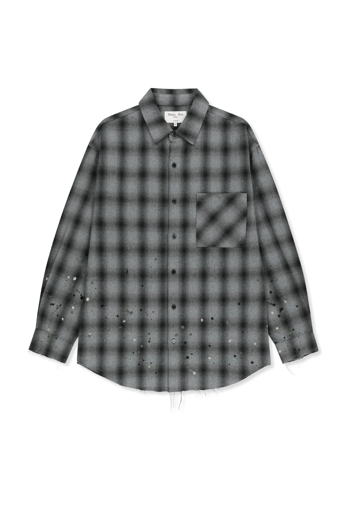 Matin Kim - Paint Effect Flannel Check Shirt (Grey) product image 1 | TRAB K-Fashion Australia