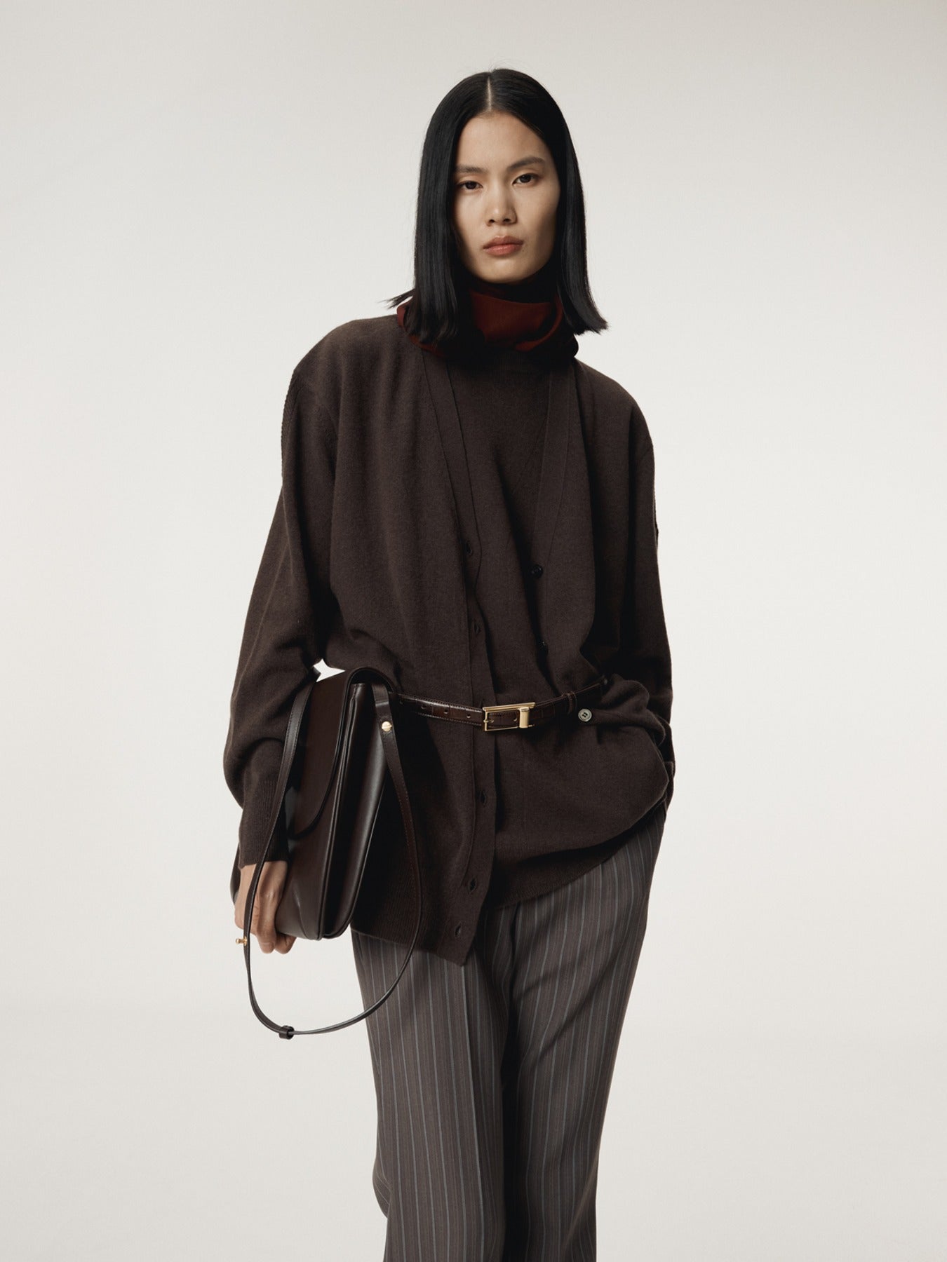 Recto - Layered Cardigan Knit Top (Dark Chocolate) product image 1 | TRAB K-Fashion Australia