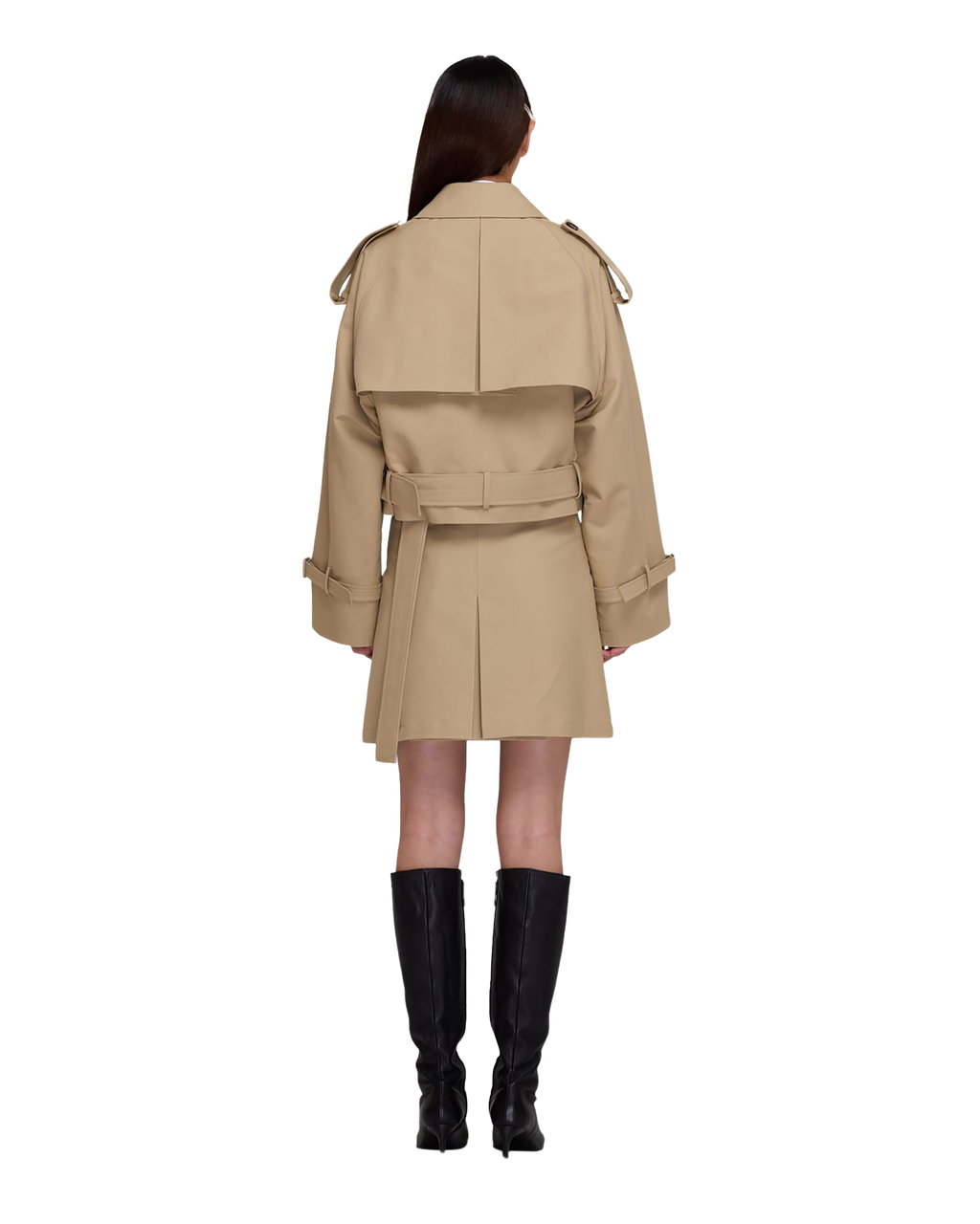 Kimhe Kim - Belted Crop Double Trench Jacket (Beige) product image 4 | TRAB K-Fashion Australia