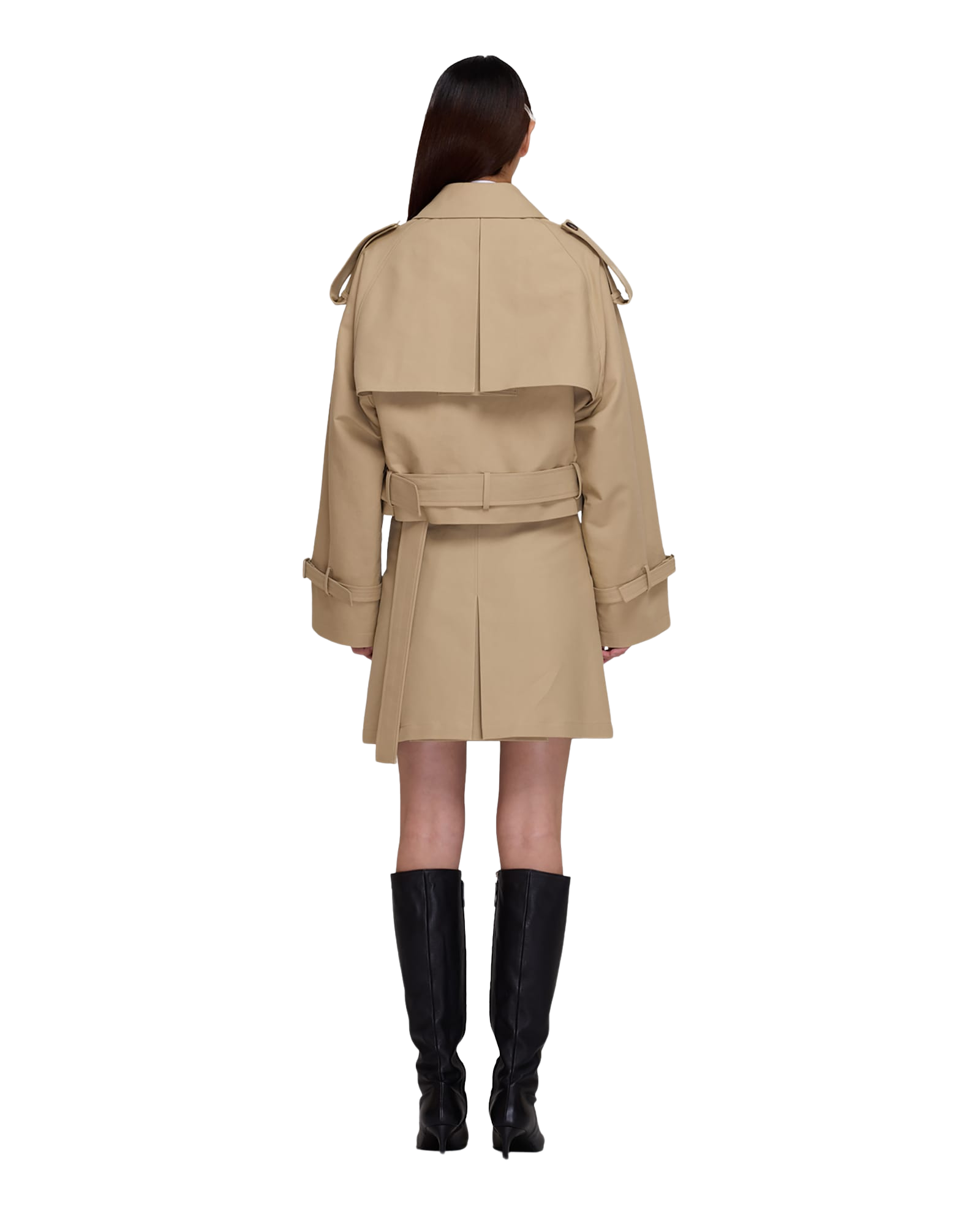 Kimhe Kim - Belted Crop Double Trench Jacket (Beige) product image 4 | TRAB K-Fashion Australia