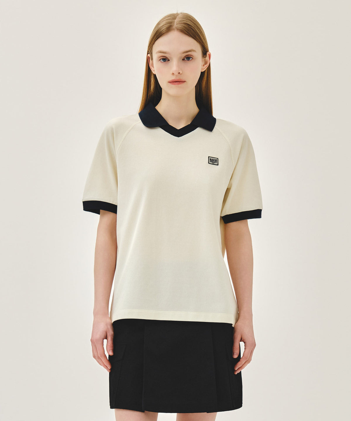 Marithe & Francois Girbaud - Small Classic Logo Pk Collar Point Tee (Ivory) product image 1 | TRAB K-Fashion Australia