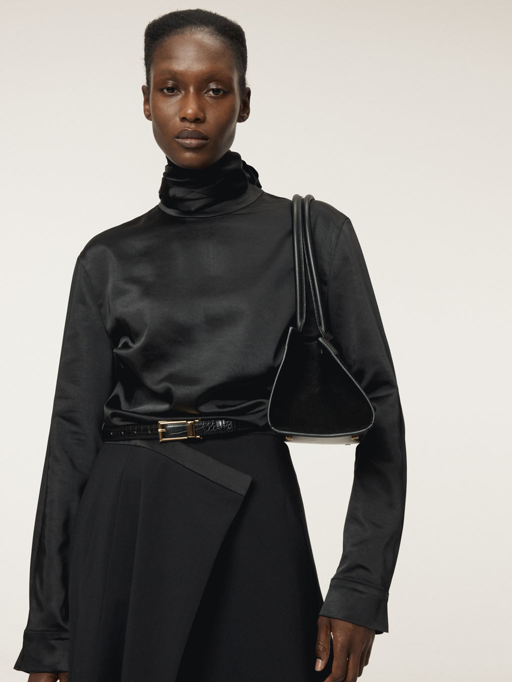 Recto - Open Back Scarf Satin Blouse (Black) product image 4 | TRAB K-Fashion Australia