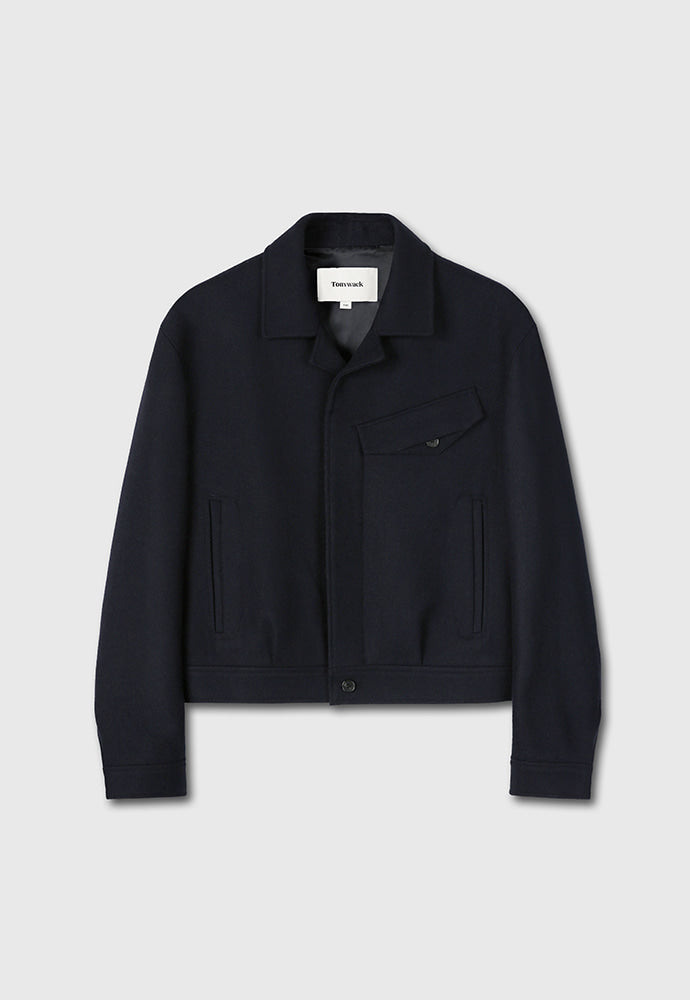 Tonywack - Wool Melton Chest Pocket Cropped Blouson (Navy) product image 7 | TRAB K-Fashion Australia