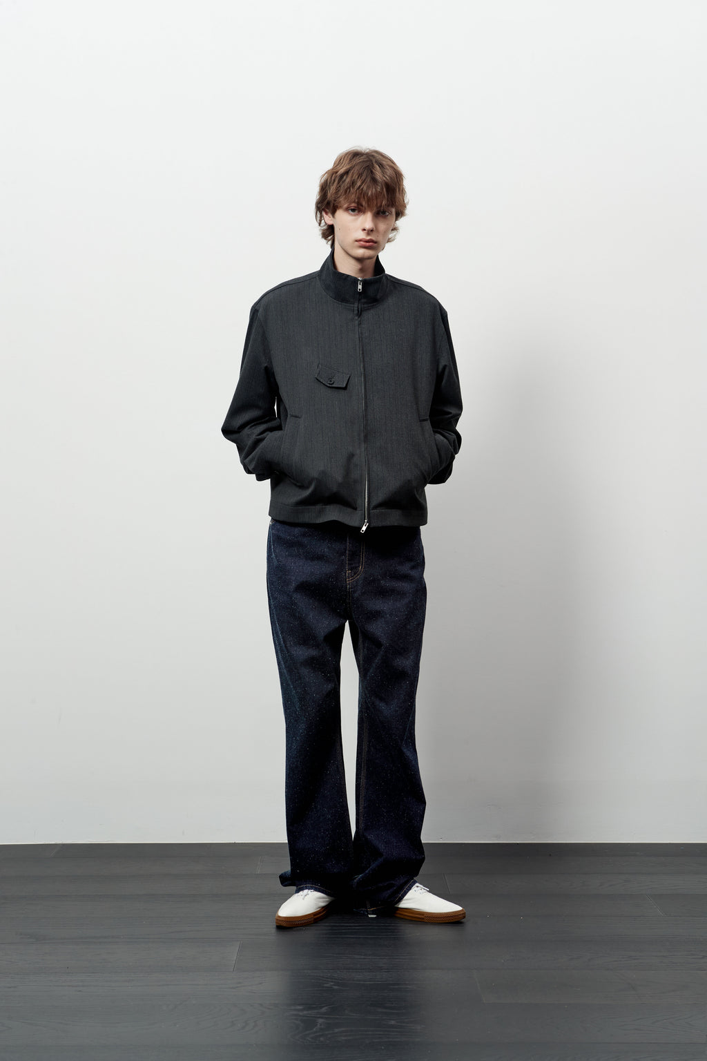 Stu - High Neck Crop Stripe Jacket (Grey) product image 12 | TRAB K-Fashion Australia