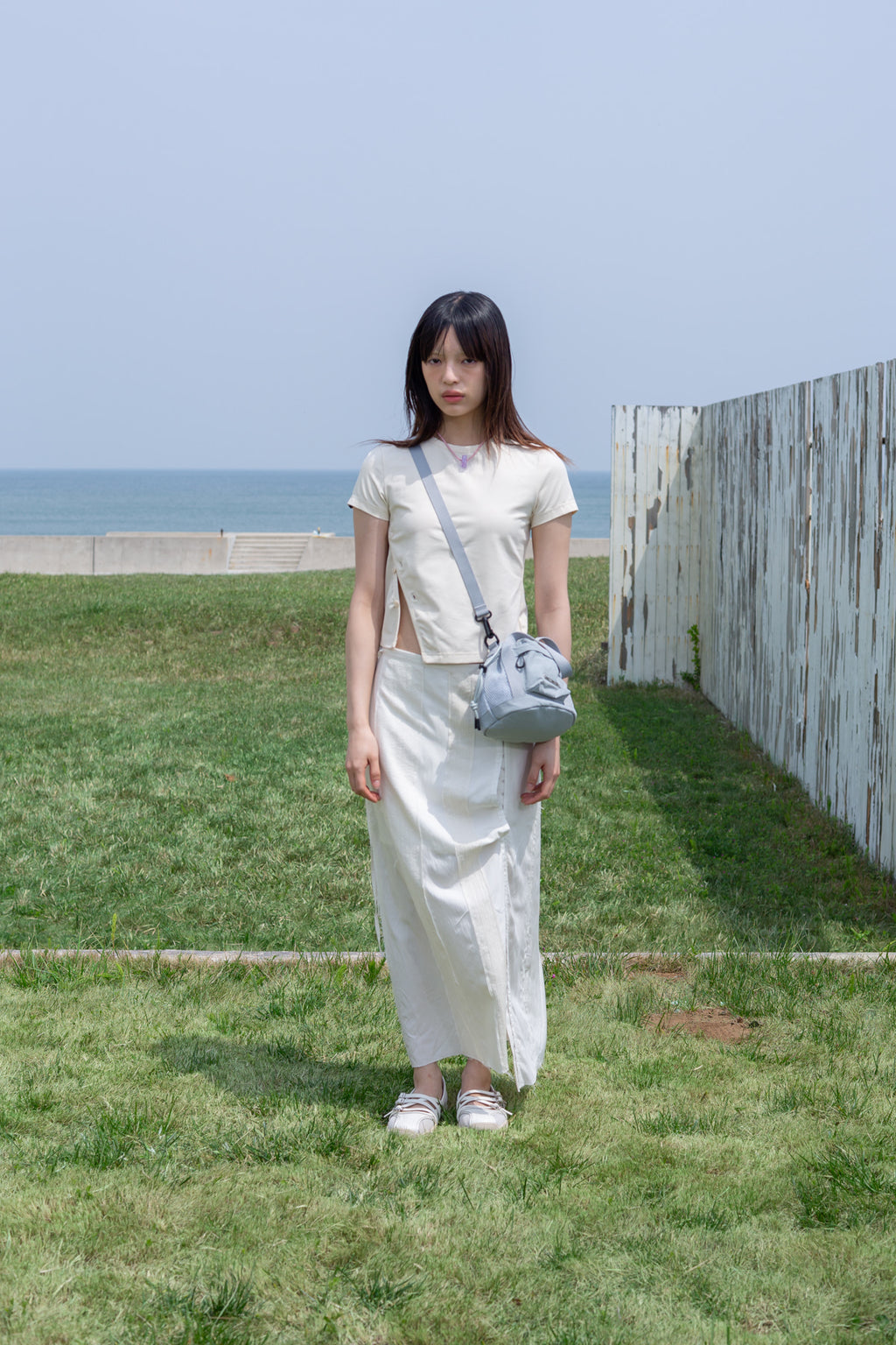 Matin Kim - Slit Button Point Crop Top (Ivory) product image 9 | TRAB K-Fashion Australia