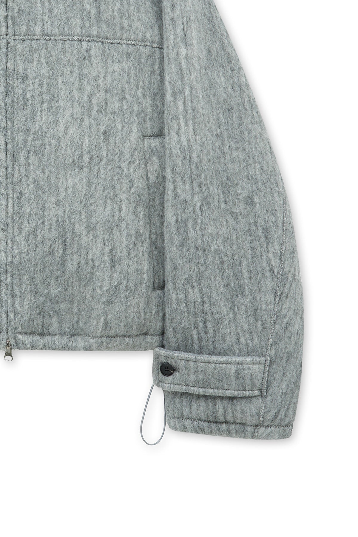Matin Kim - Hairy High Neck Zip Up Jumper (Light Grey) product image 5 | TRAB K-Fashion Australia
