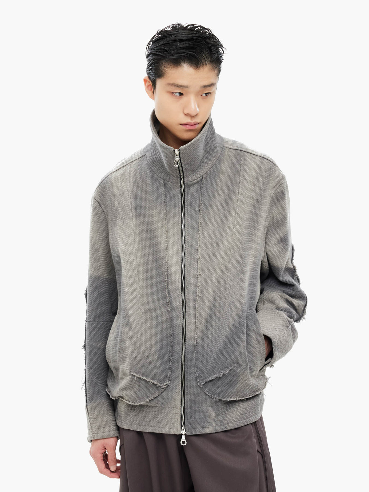 Jiyong Kim - Sun-Bleached Raw Edged Jacket (Grey) product image 2 | TRAB K-Fashion Australia