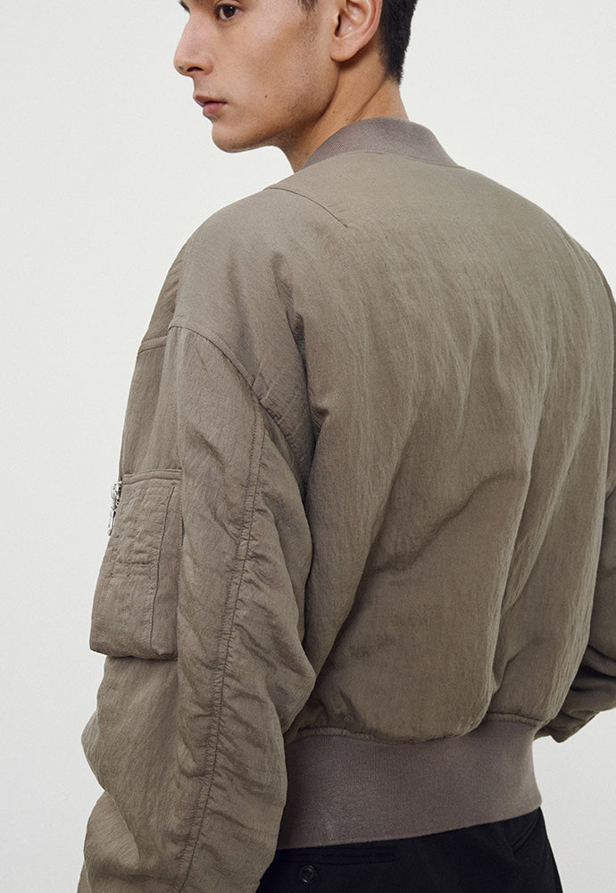 Tonywack - Silk Blend Brushed Bomber Jacket (Pale Olive) product image 7 | TRAB K-Fashion Australia