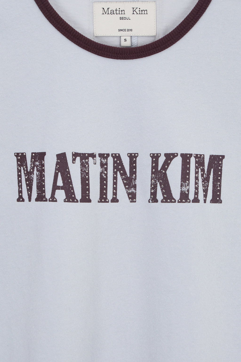 Matin Kim - Stud Logo Ringer Top (Smoke Blue) product image 5 | TRAB K-Fashion Australia