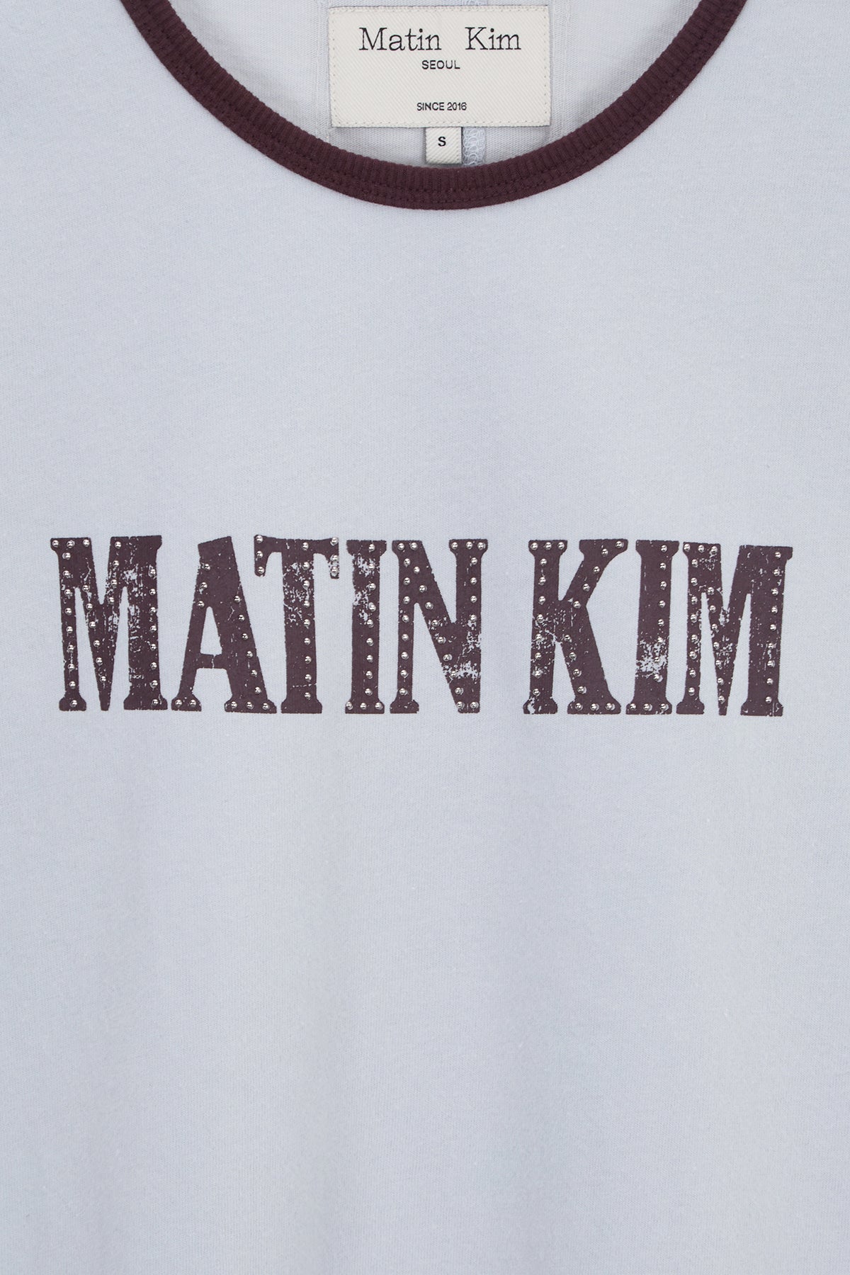 Matin Kim - Stud Logo Ringer Top (Smoke Blue) product image 5 | TRAB K-Fashion Australia