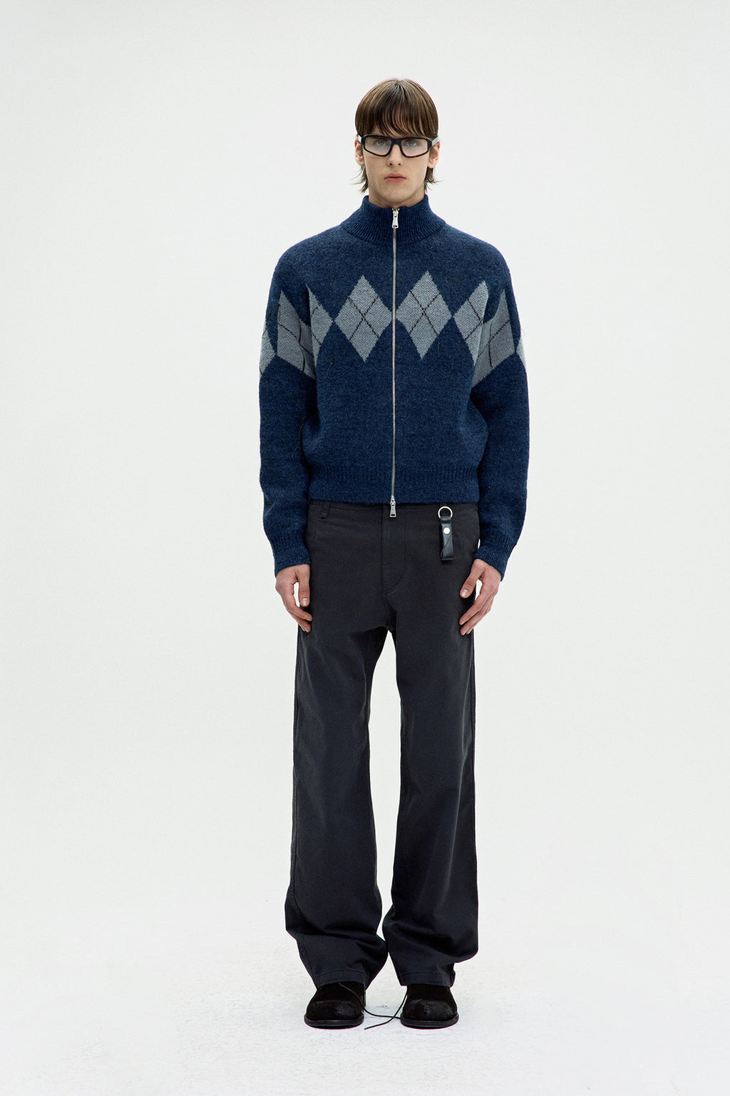 Coor - Inside Out Argyle Zip-Up (Melange Blue) product image 2 | TRAB K-Fashion Australia