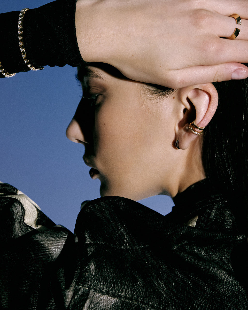 Numbering - Double Line Pave Ear Cuff #3125 product image 2 | TRAB K-Fashion Australia