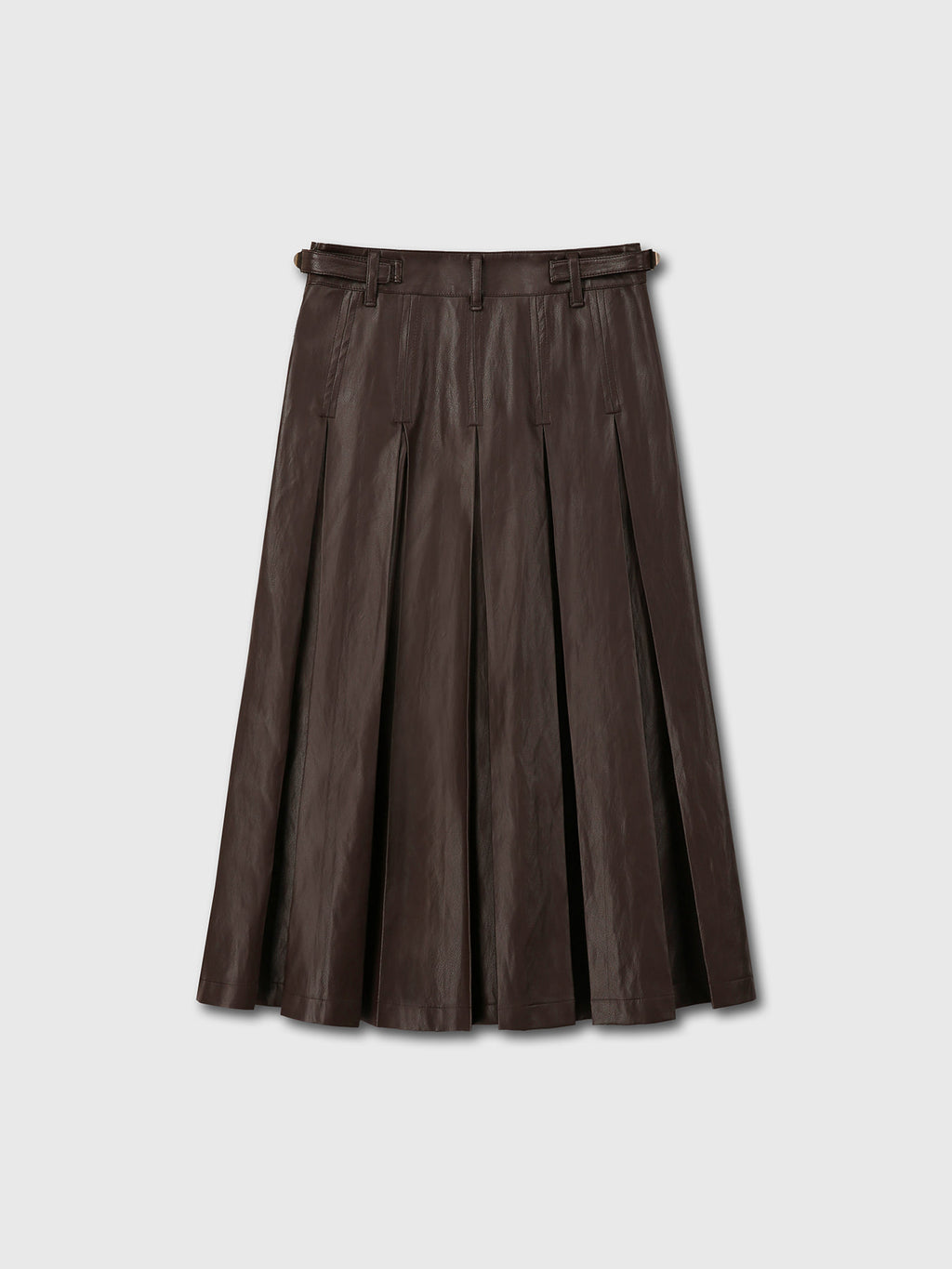 Tonywack - Faux Leather Pleated Midi Skirt (Brown) product image 8 | TRAB K-Fashion Australia