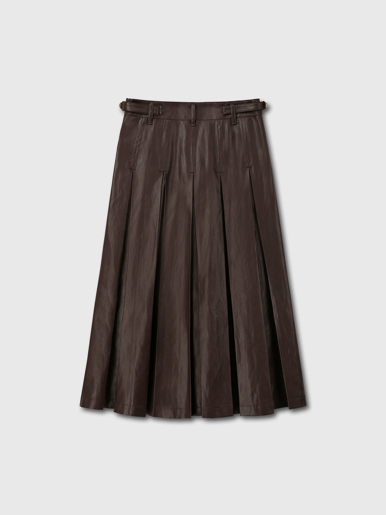 Tonywack - Faux Leather Pleated Midi Skirt (Brown) product image 8 | TRAB K-Fashion Australia
