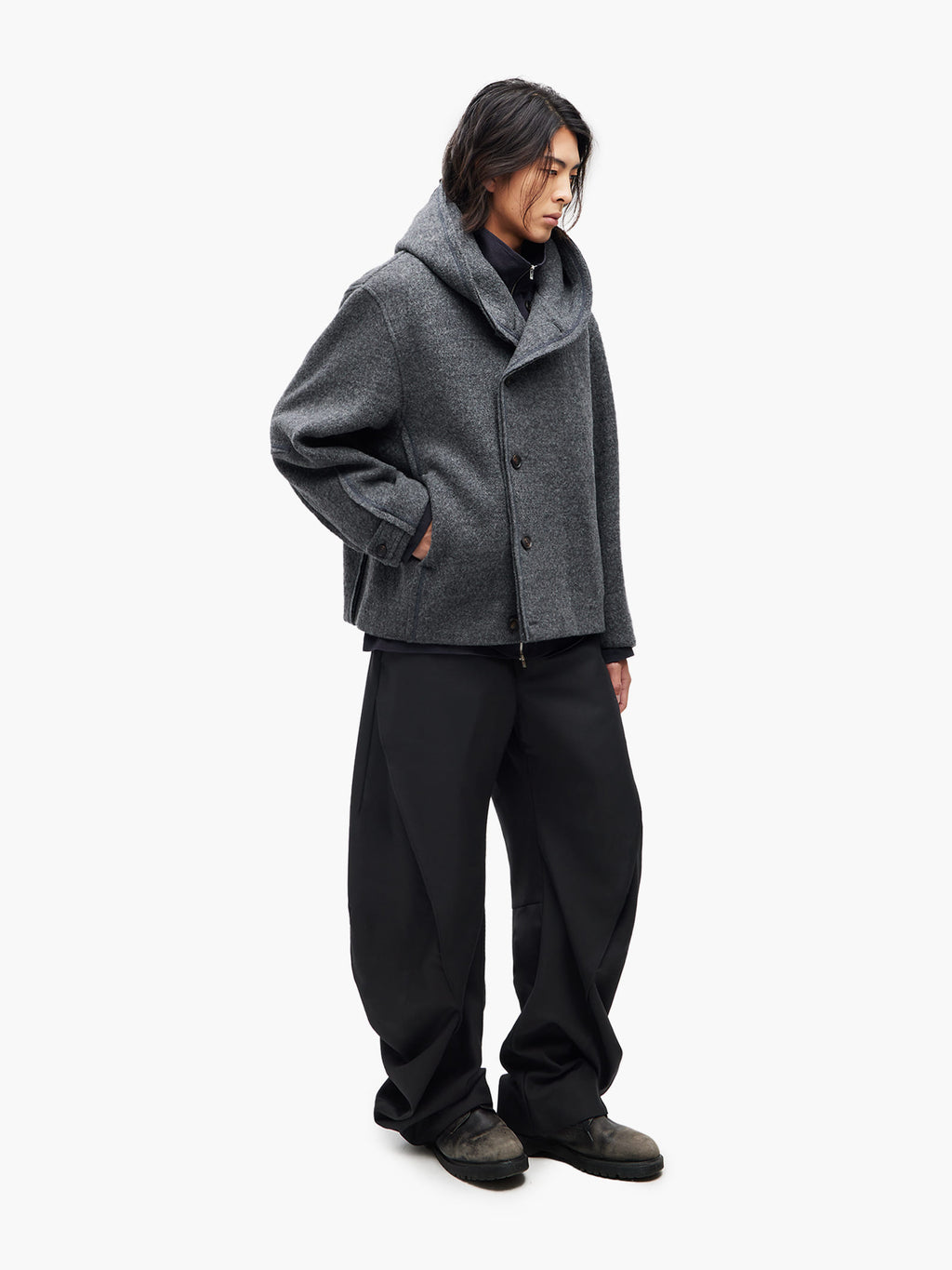 Jiyong Kim - Hooded Wool Jacket (Grey) product image 1 | TRAB K-Fashion Australia