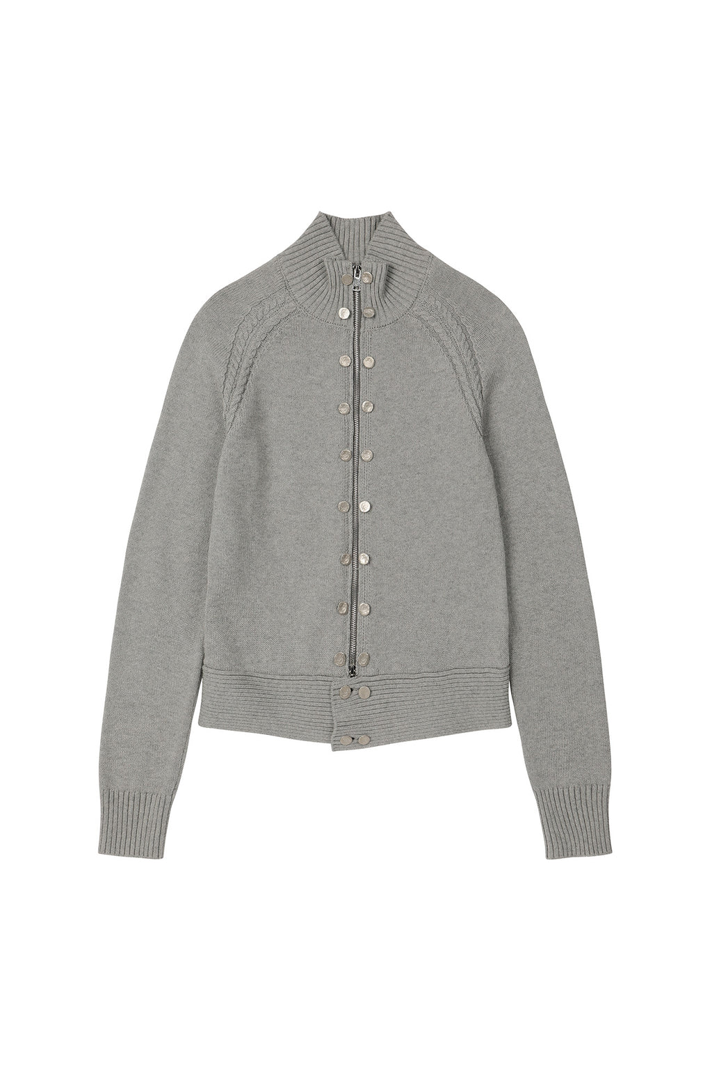 Deinet - High-Neck Stud Knit Outer (Melange Grey) product image 9 | TRAB K-Fashion Australia
