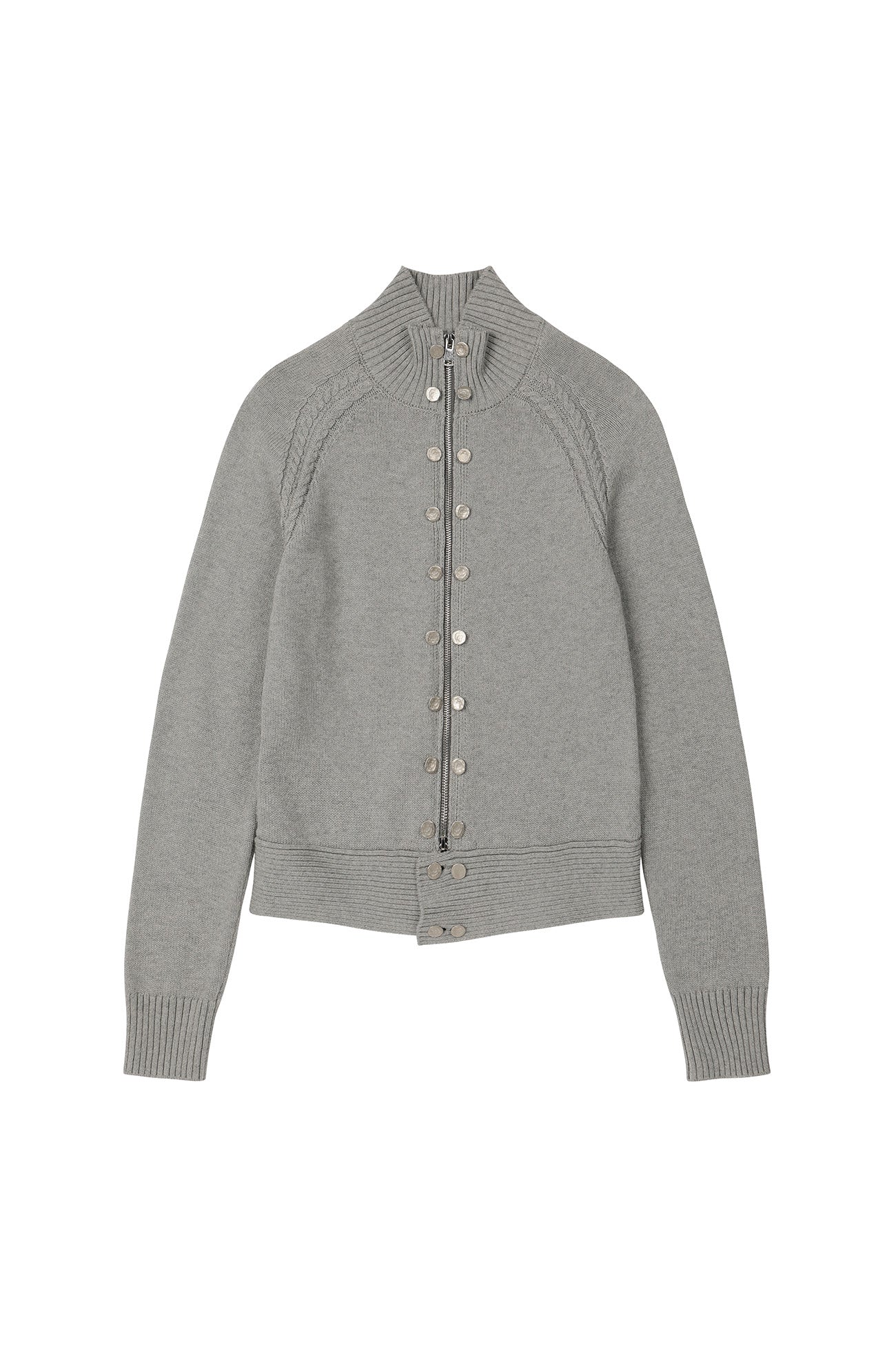 Deinet - High-Neck Stud Knit Outer (Melange Grey) product image 9 | TRAB K-Fashion Australia