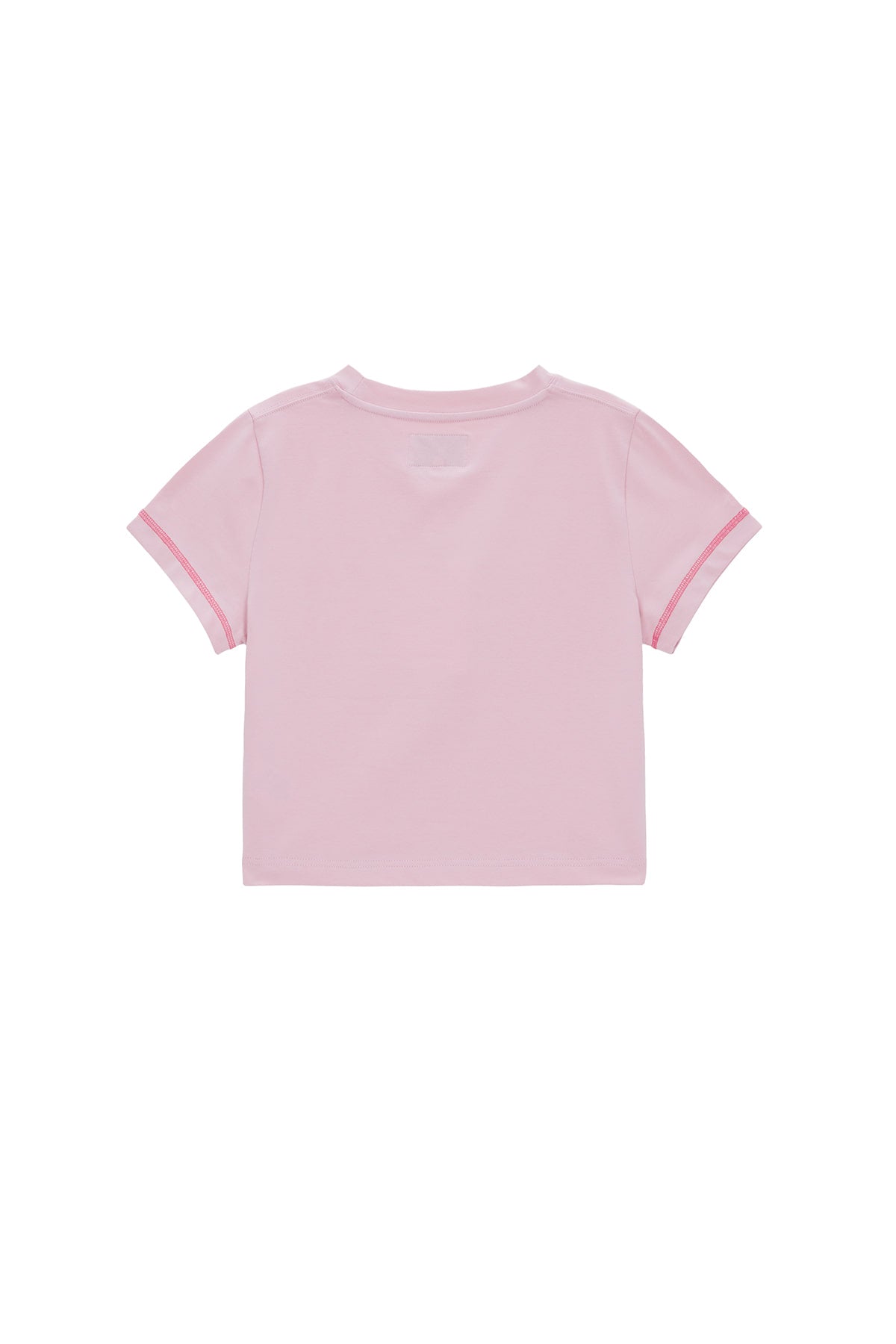 Matin Kim - Matin Small Line Logo Stitch Crop Top (Pink) product image 2 | TRAB K-Fashion Australia