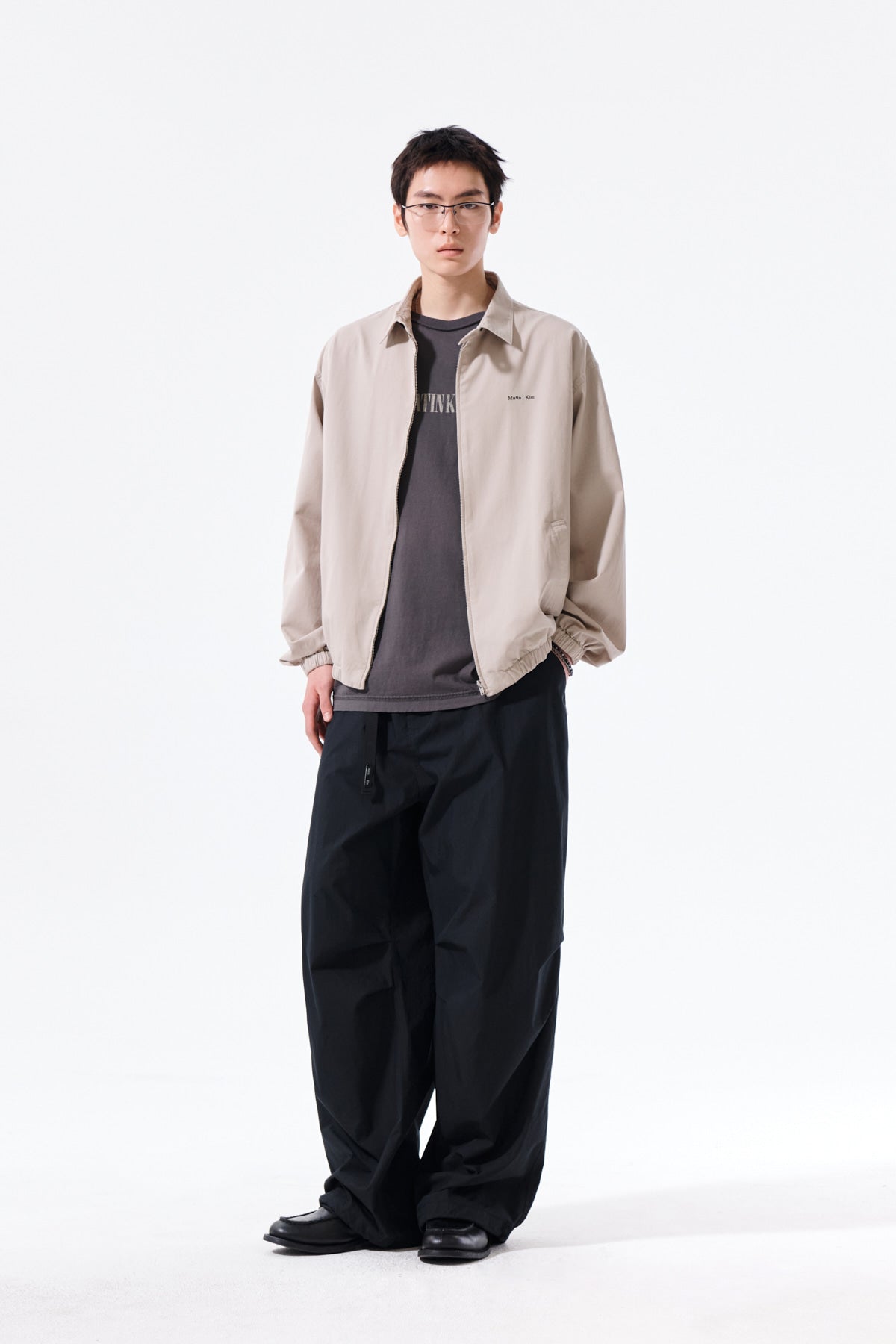 Matin Kim - Small Logo Cotton Zip Up Jumper (Light Beige) product image 15 | TRAB K-Fashion Australia