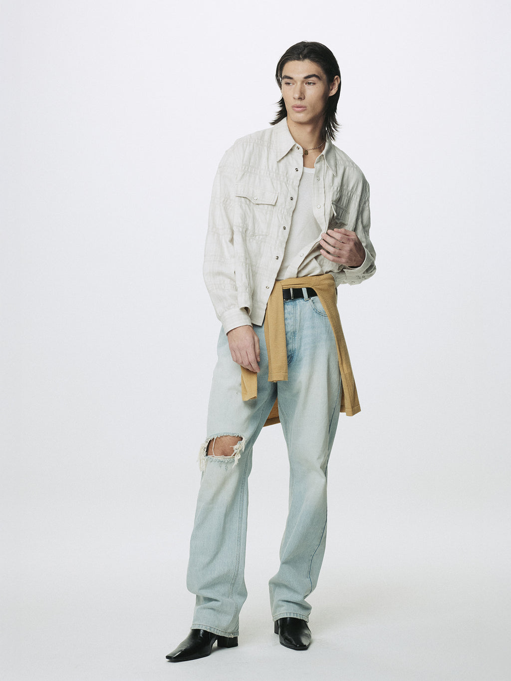 Tonywack - Distressed Loose Straight Denim Jeans (Light Blue) product image 6 | TRAB K-Fashion Australia