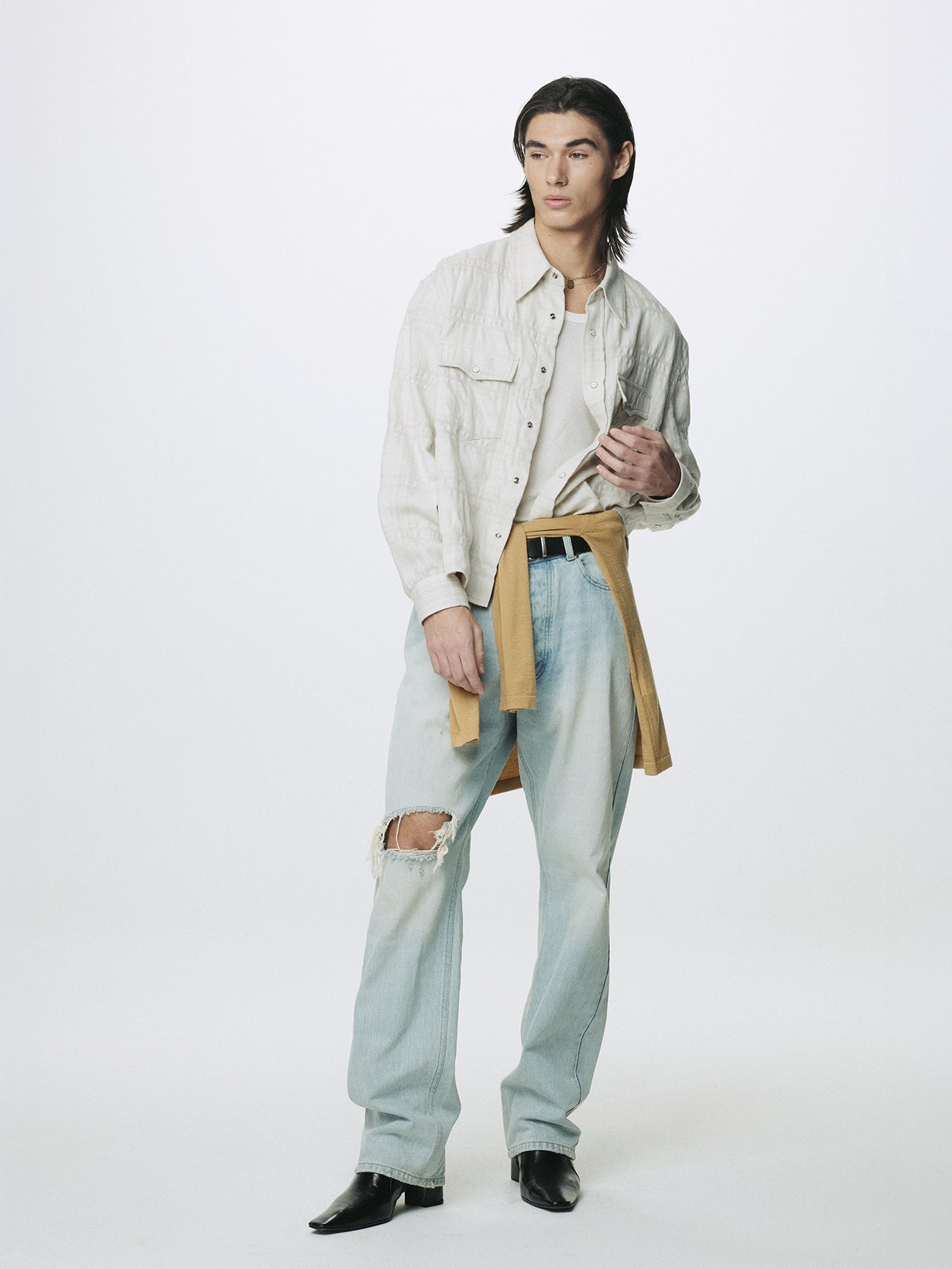 Tonywack - Distressed Loose Straight Denim Jeans (Light Blue) product image 6 | TRAB K-Fashion Australia