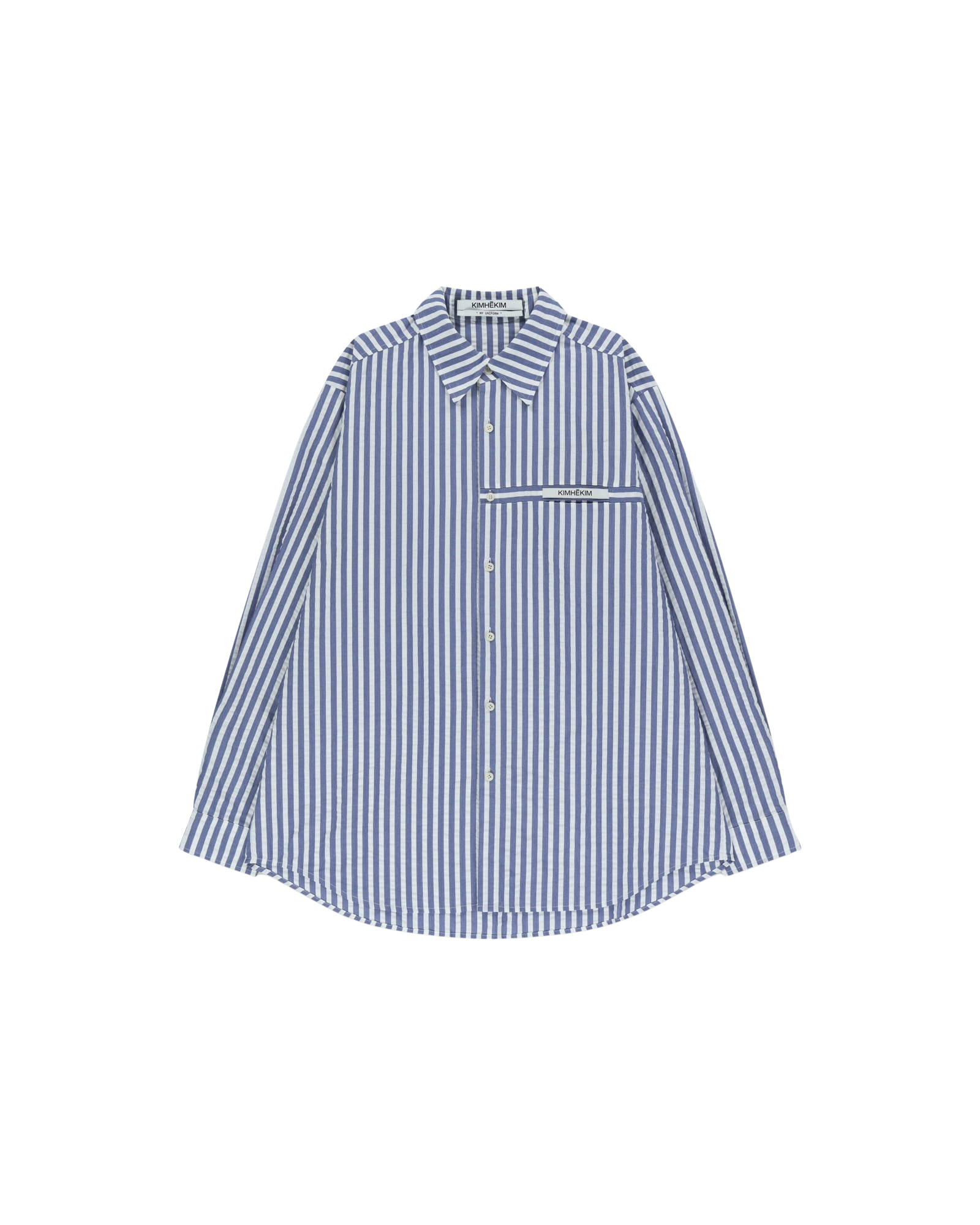 Kimhe Kim - Stripped Label Shirt (Blue) product image 9 | TRAB K-Fashion Australia