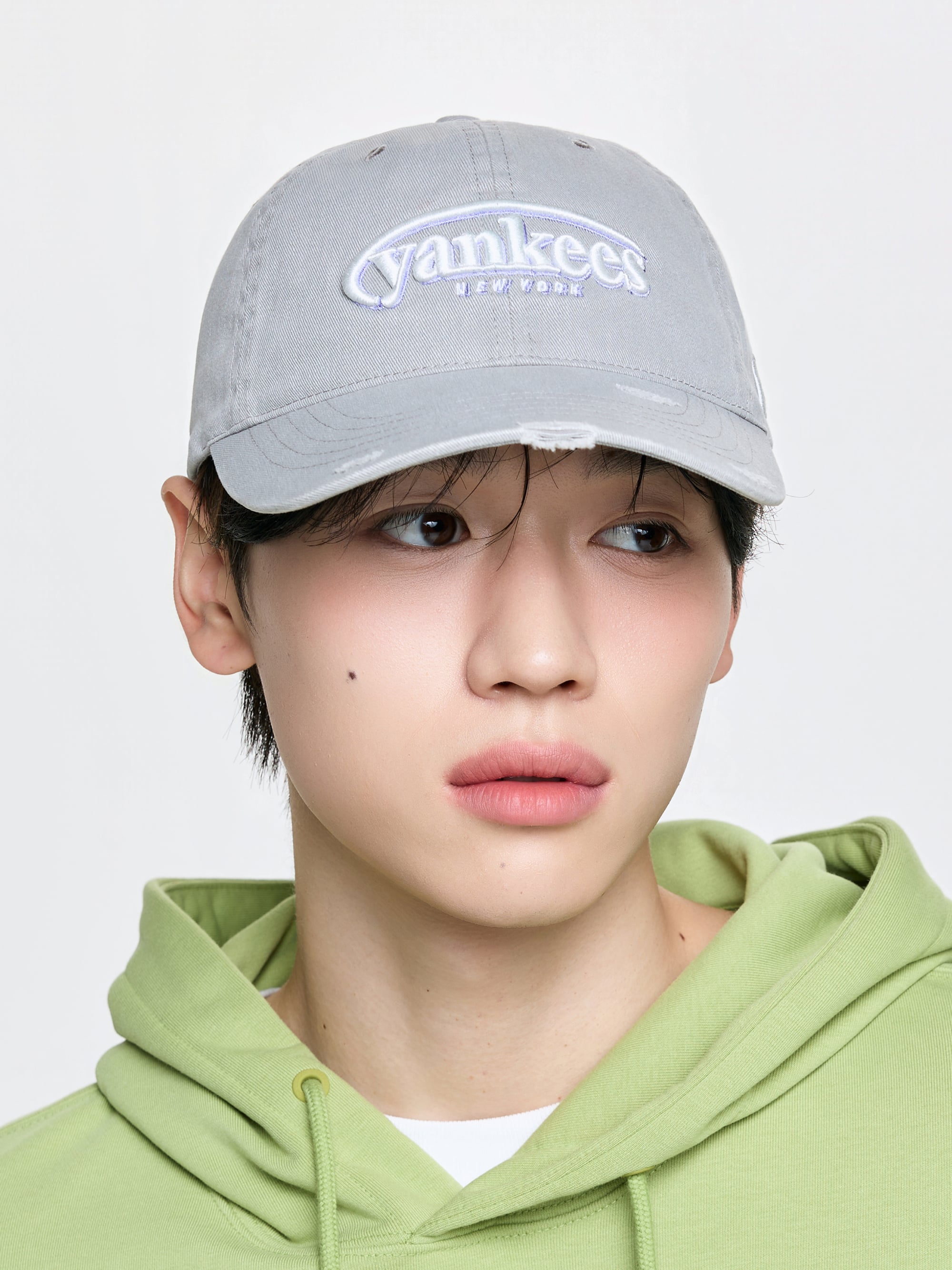 MLB Korea - MLB Vintage Damage Curve Logo Unstructured Ball Cap New York Yankees (Gray) product image 5 | TRAB K-Fashion Australia