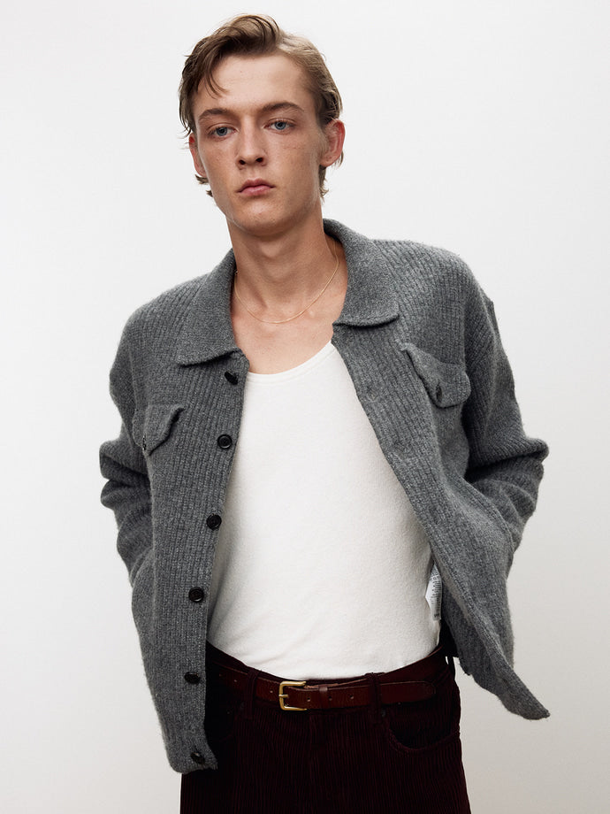 Tonywack - Wool And Cotton Knitted Trucker (Melange Grey) product image 8 | TRAB K-Fashion Australia