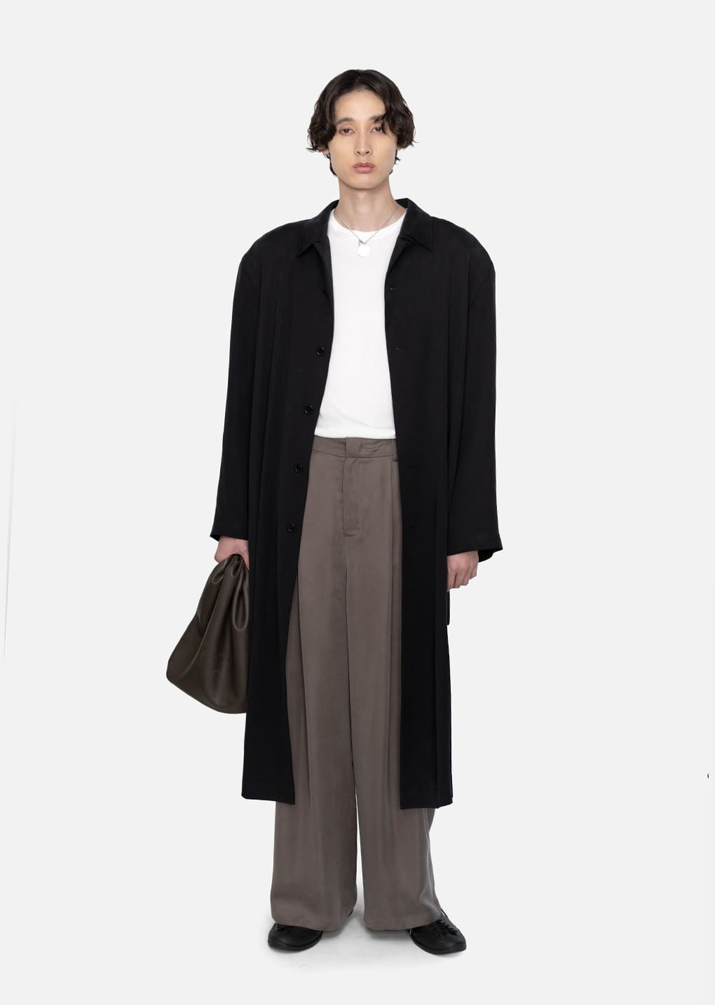 Amomento - Cupro Oversize Trench Coat (Black) product image 2 | TRAB K-Fashion Australia
