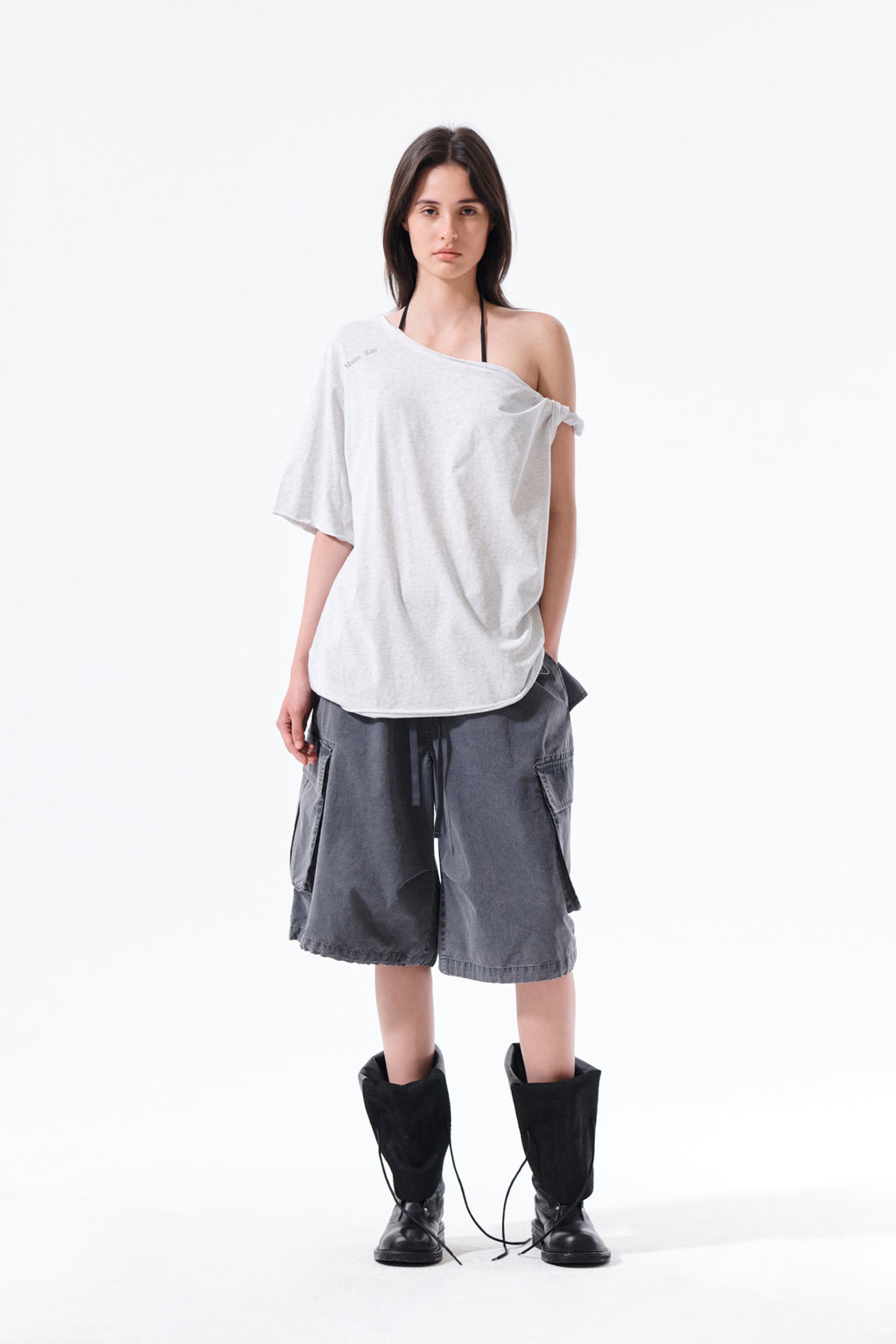 Matin Kim - Washed Cotton Patch Pocket Bermuda Pants (Charcoal) product image 10 | TRAB K-Fashion Australia