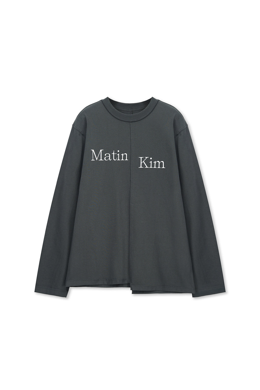 Matin Kim - Asymmetric Logo Top (Charcoal) product image 1 | TRAB K-Fashion Australia
