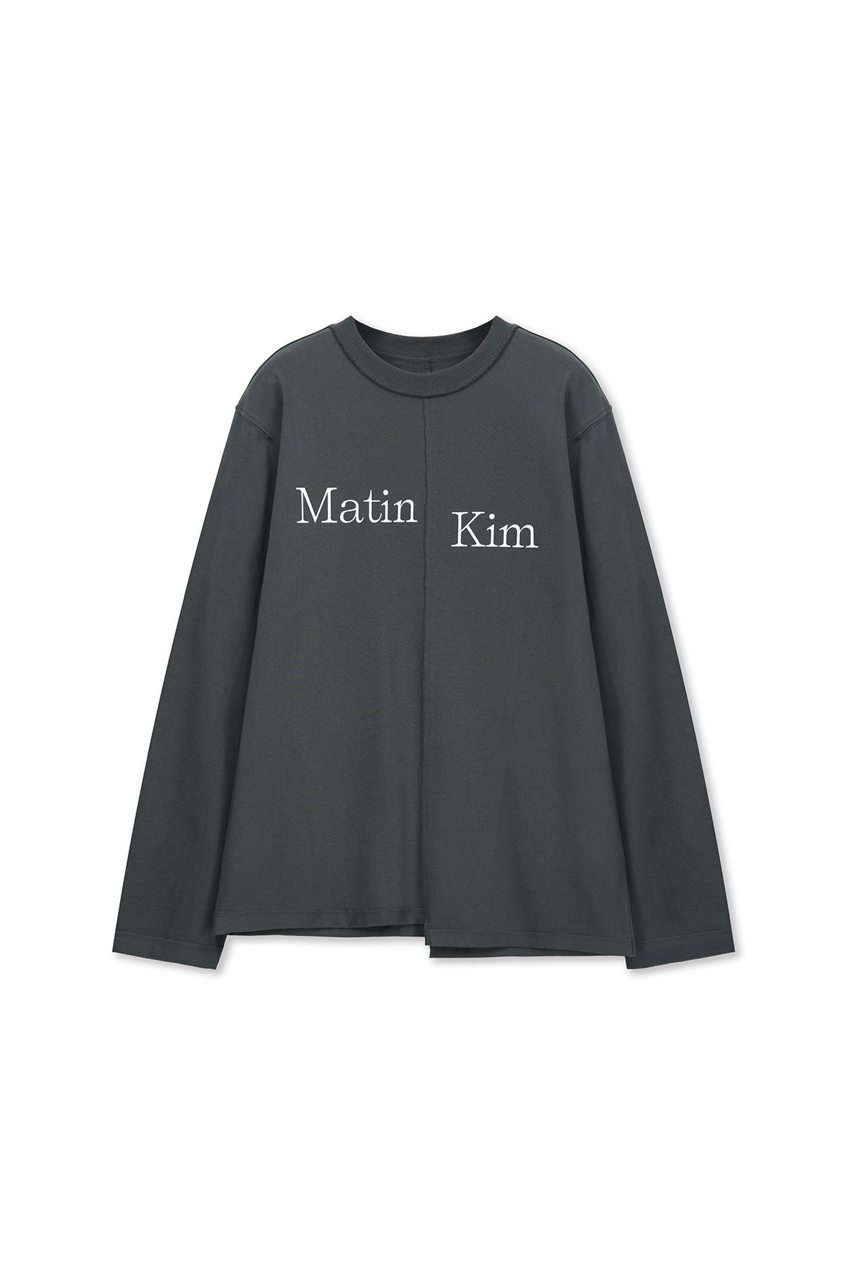 Matin Kim - Asymmetric Logo Top (Charcoal) product image 1 | TRAB K-Fashion Australia