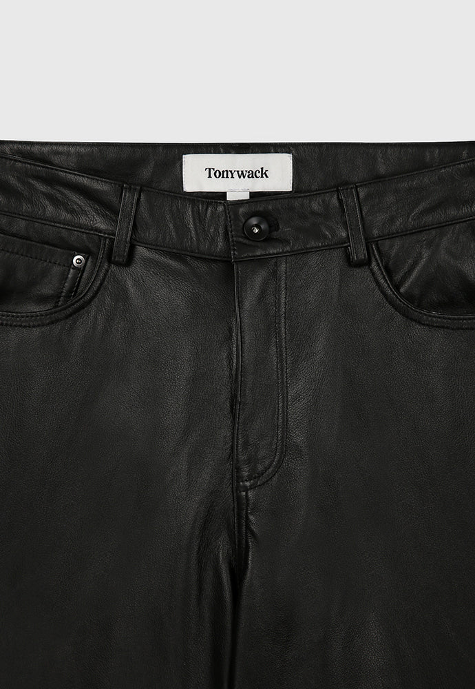 Tonywack - Calf Leather Straight-Leg Pants (Black) product image 10 | TRAB K-Fashion Australia