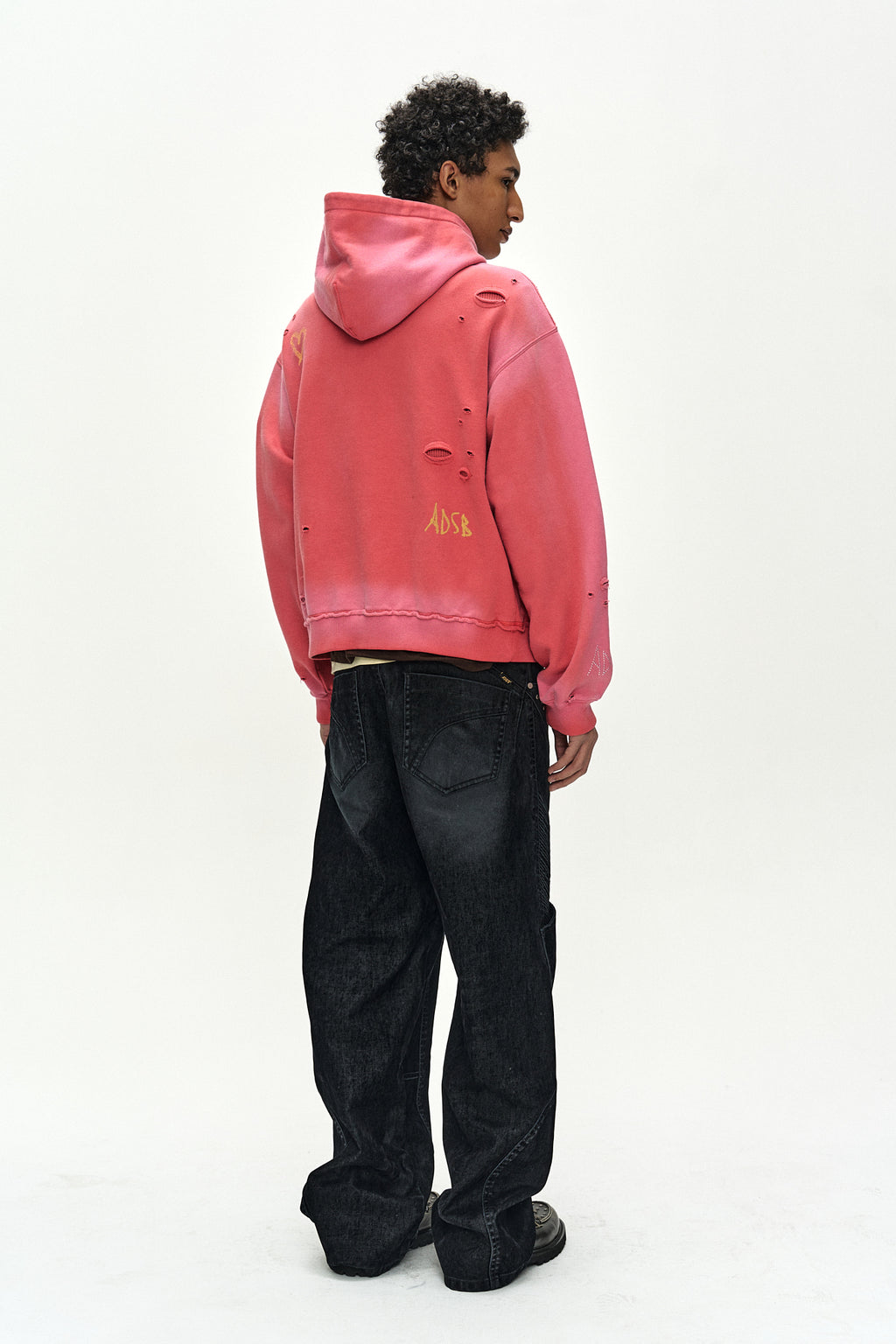 Andersson Bell - (essential) Unisex Spray Washed Again Lip Hoodie (red) (Red) product image 3 | TRAB K-Fashion Australia