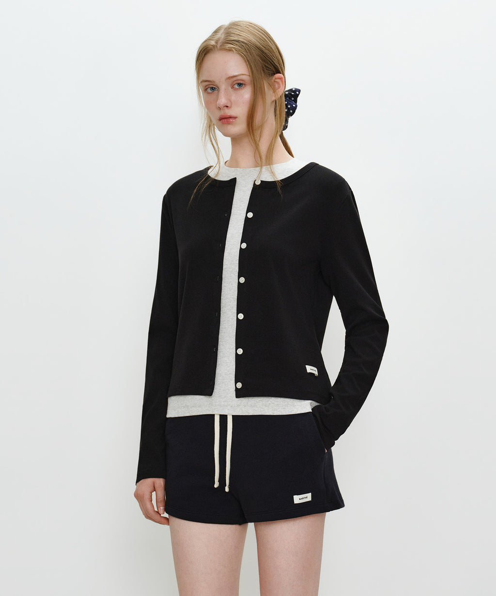 Marithe & Francois Girbaud - Basic Cotton Cardigan (Black) product image 2 | TRAB K-Fashion Australia
