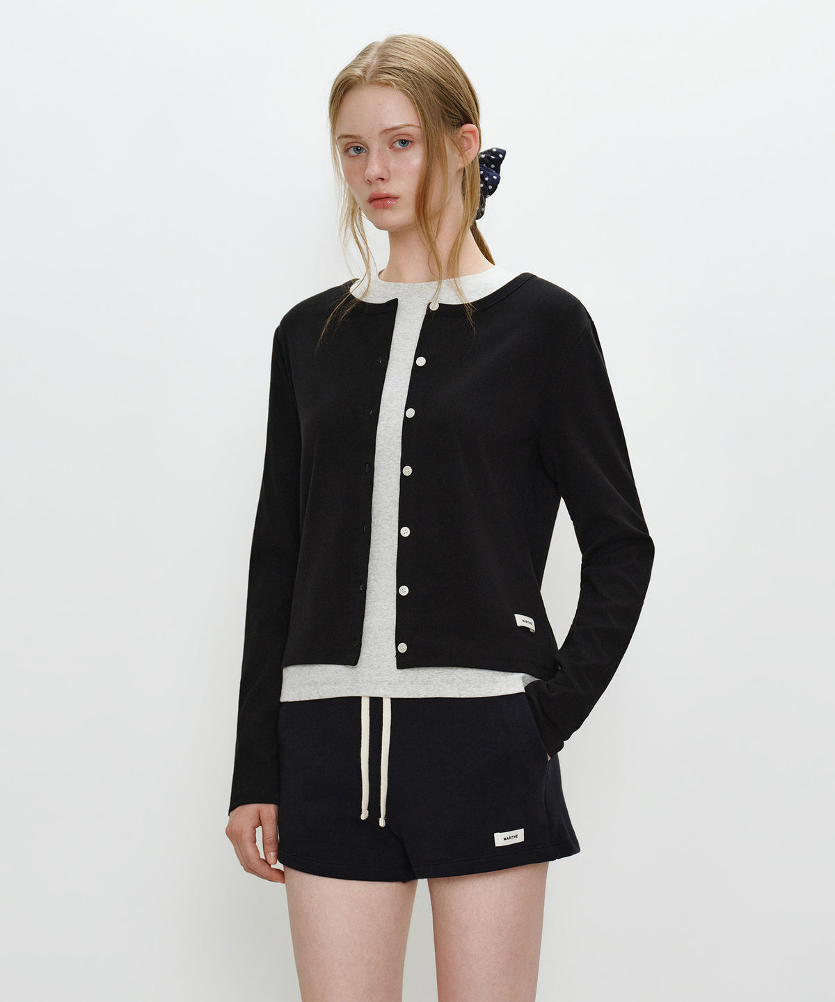 Marithe & Francois Girbaud - Basic Cotton Cardigan (Black) product image 2 | TRAB K-Fashion Australia