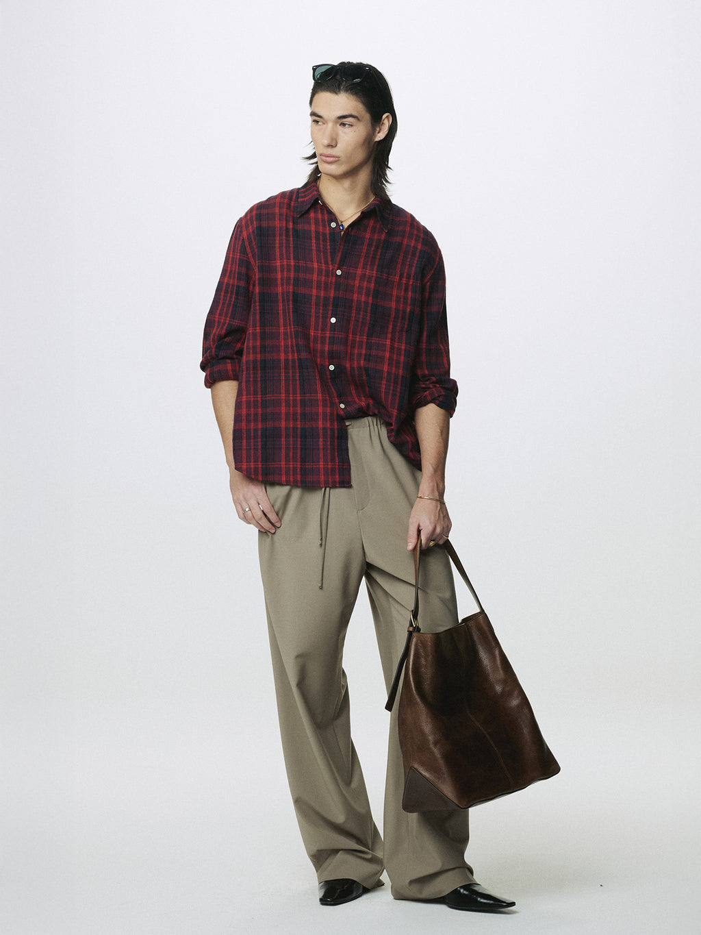 Tonywack - Washed Cotton Blend Check Shirt (Red/Blue) product image 4 | TRAB K-Fashion Australia